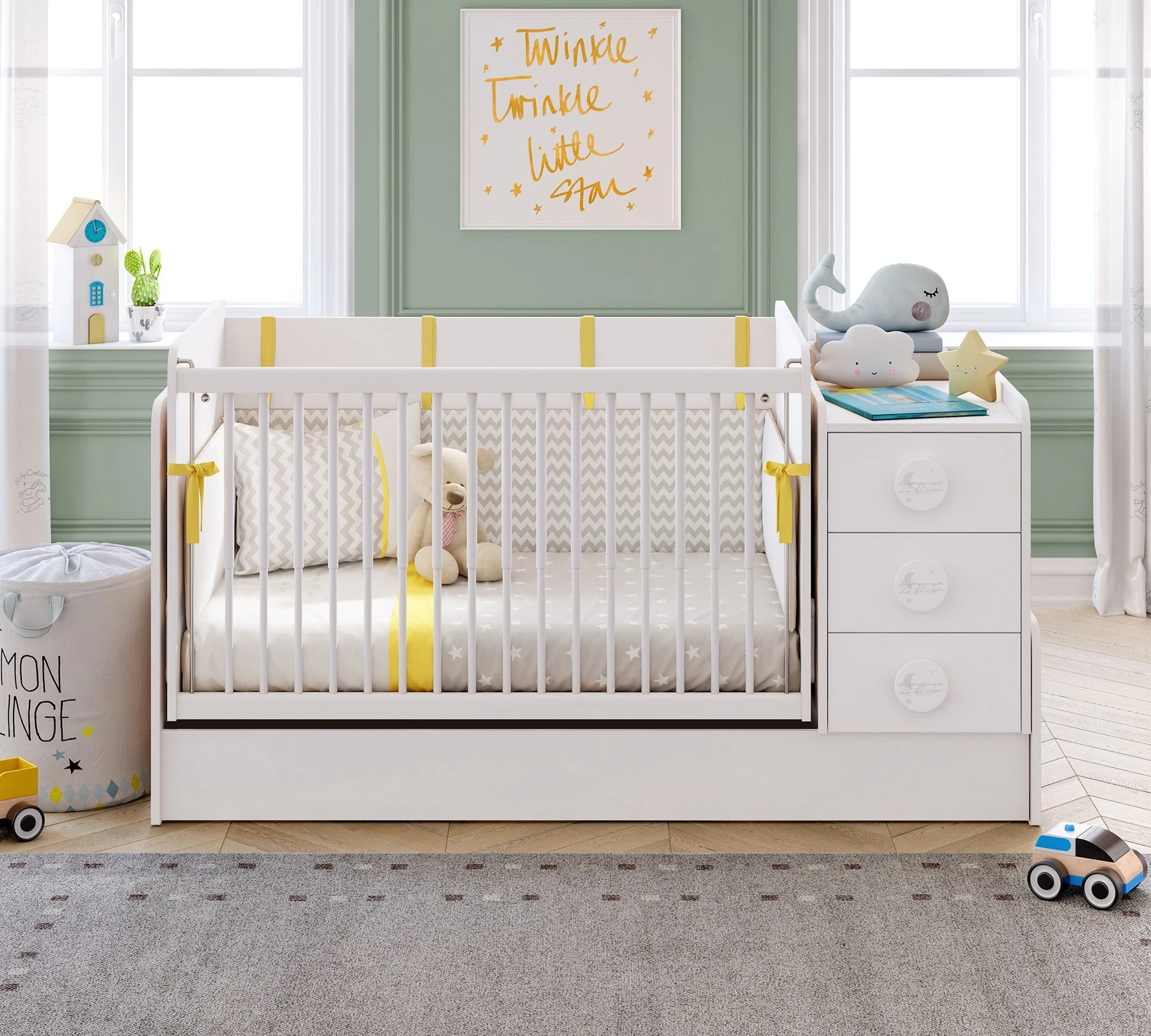 Трансформираща се бебешка кошара «Baby Cotton» за матраци 70x115см и 70x160cm