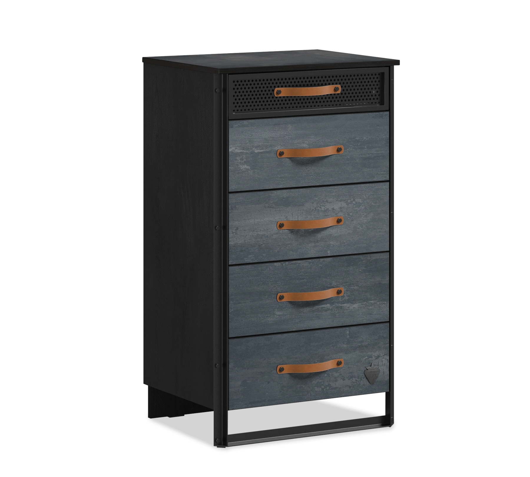 Скрин «Dark Metal» с пет чекмеджета, размер 60х106х46см