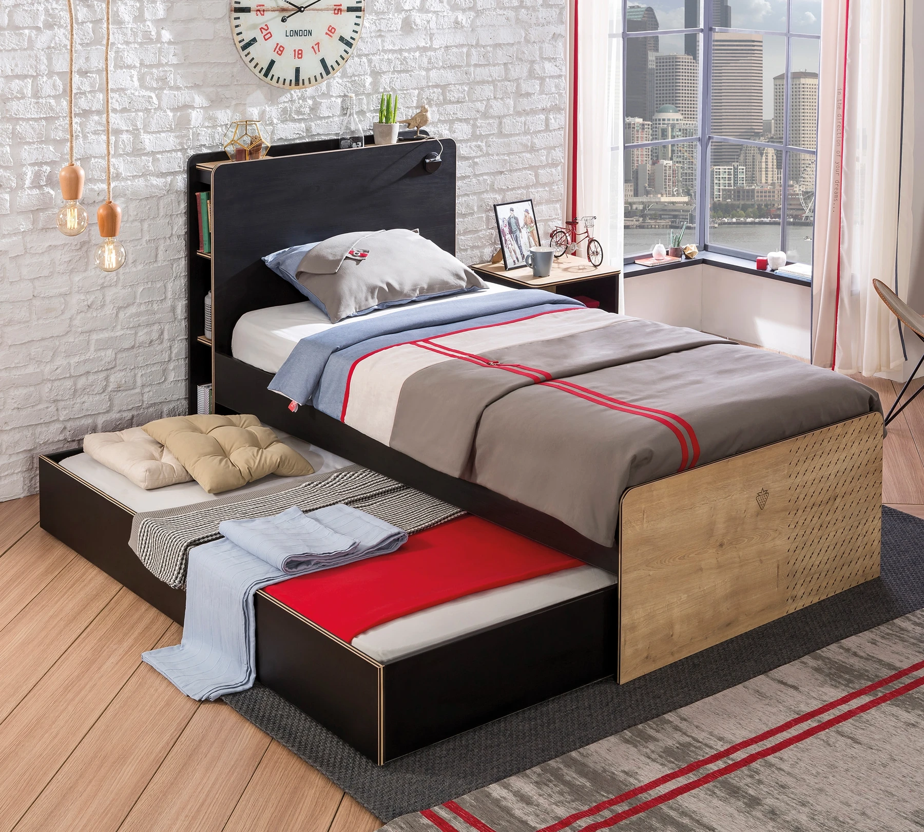 Издърпващо се легло «Black» за матрак 90х190см