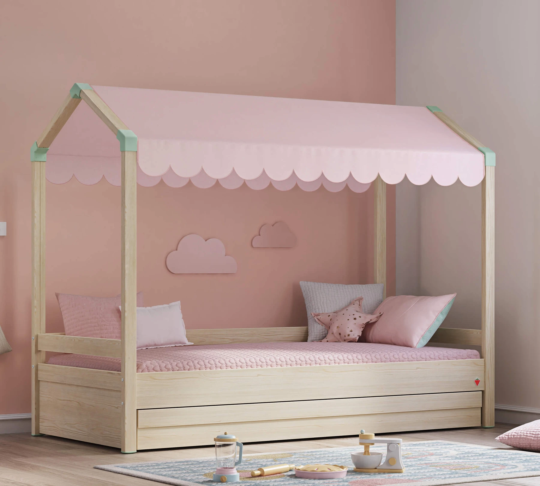 Тента за легло «Montes» цвят розов