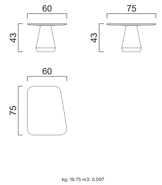 Холна маса «Arte» с естествен фурнир, размер 75х43х60см