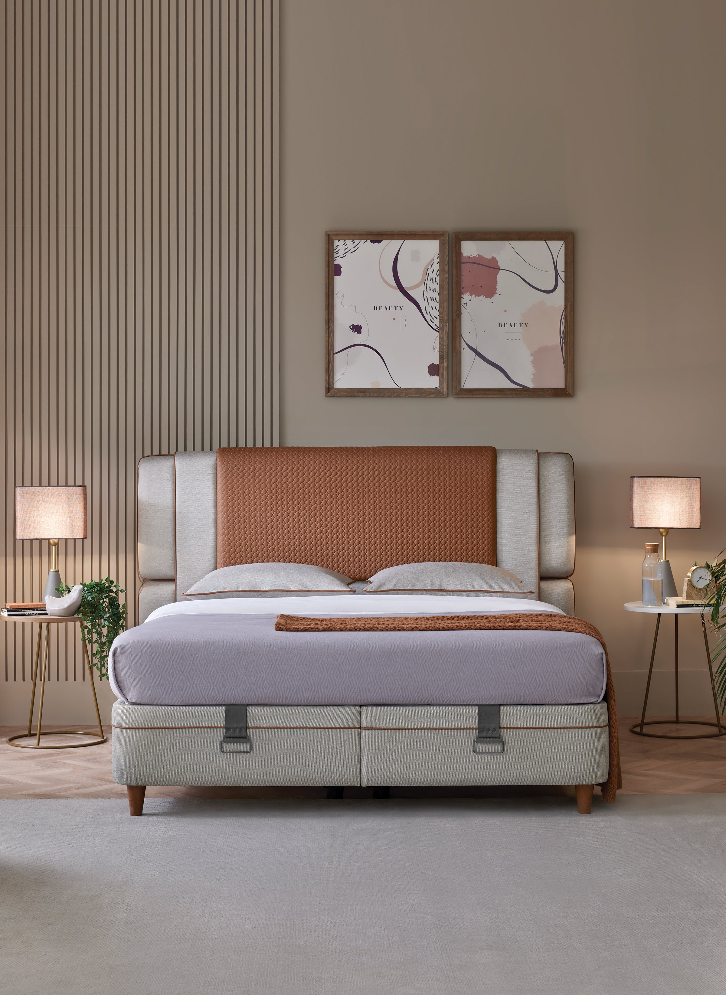 Тапицирано легло «Bamboo Pedic» + Матрак и табла - с място за съхранение, матрак с бамбукови влакна, с микрокапсули