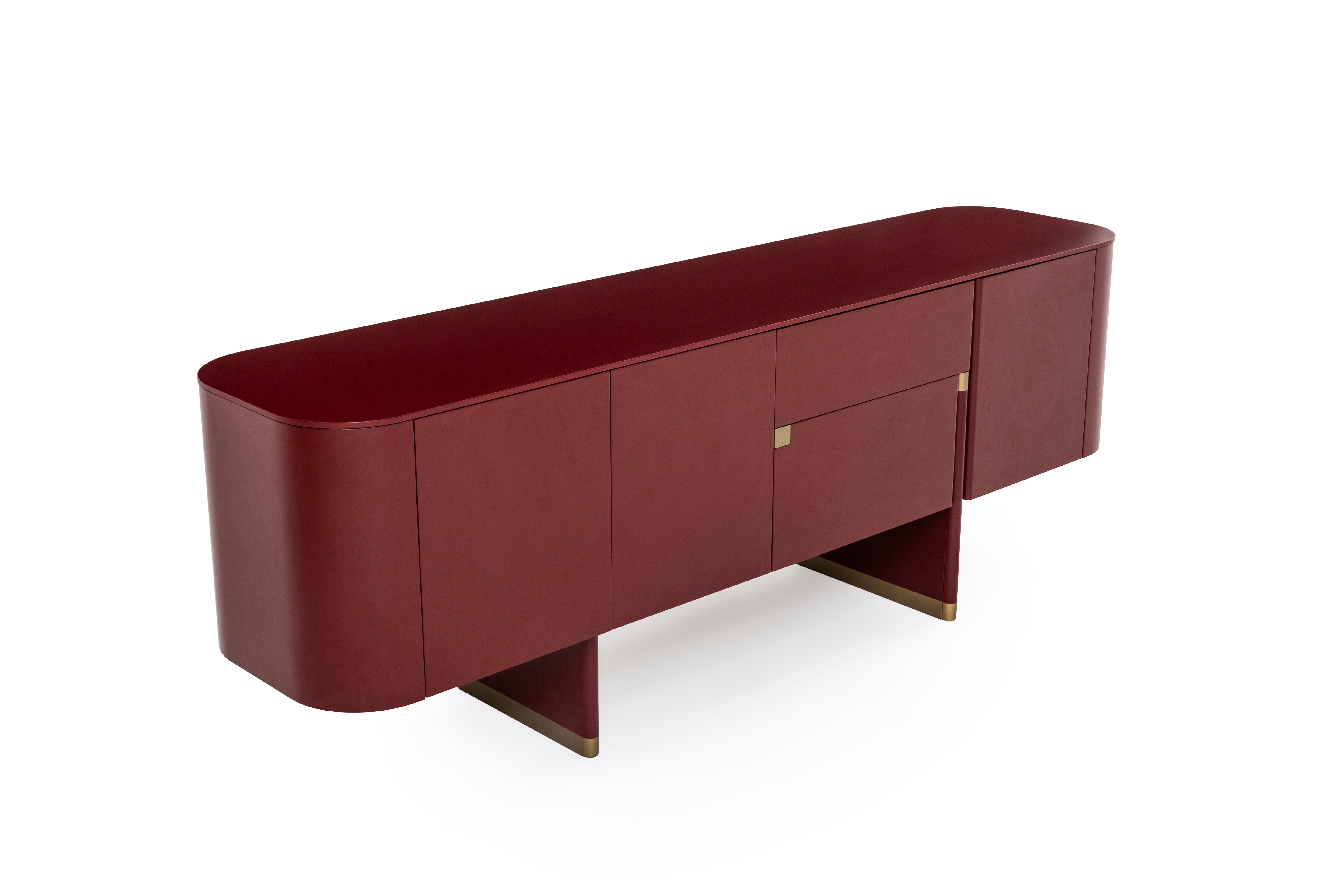 Бюфет «Delta Burgundy» с естествен фурнир, с две чекмеджета, размер 220х79х51см