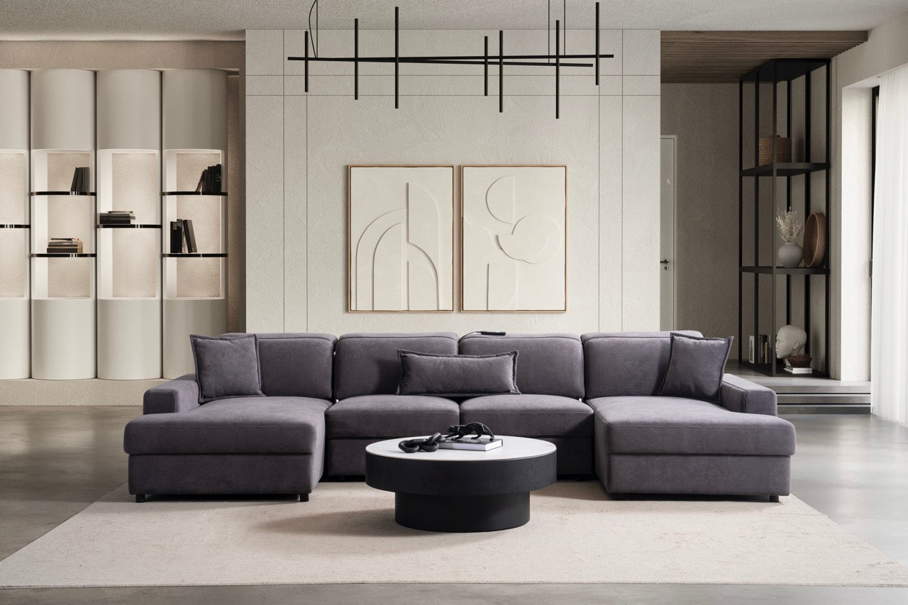 Модулен разтегателен диван «Como» с електрически механизъм, USB зарядна станция