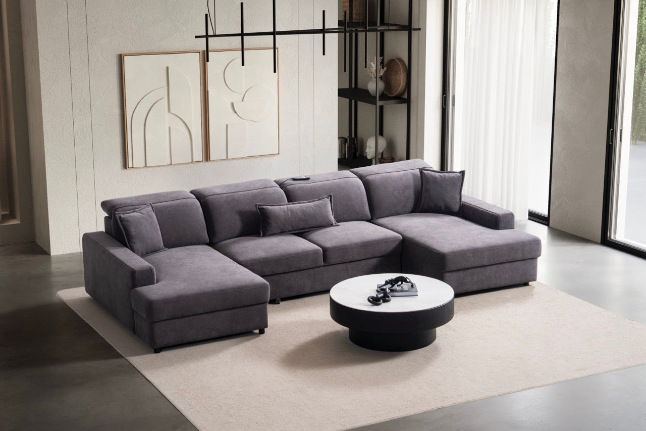 Модулен разтегателен диван «Como» с електрически механизъм, USB зарядна станция