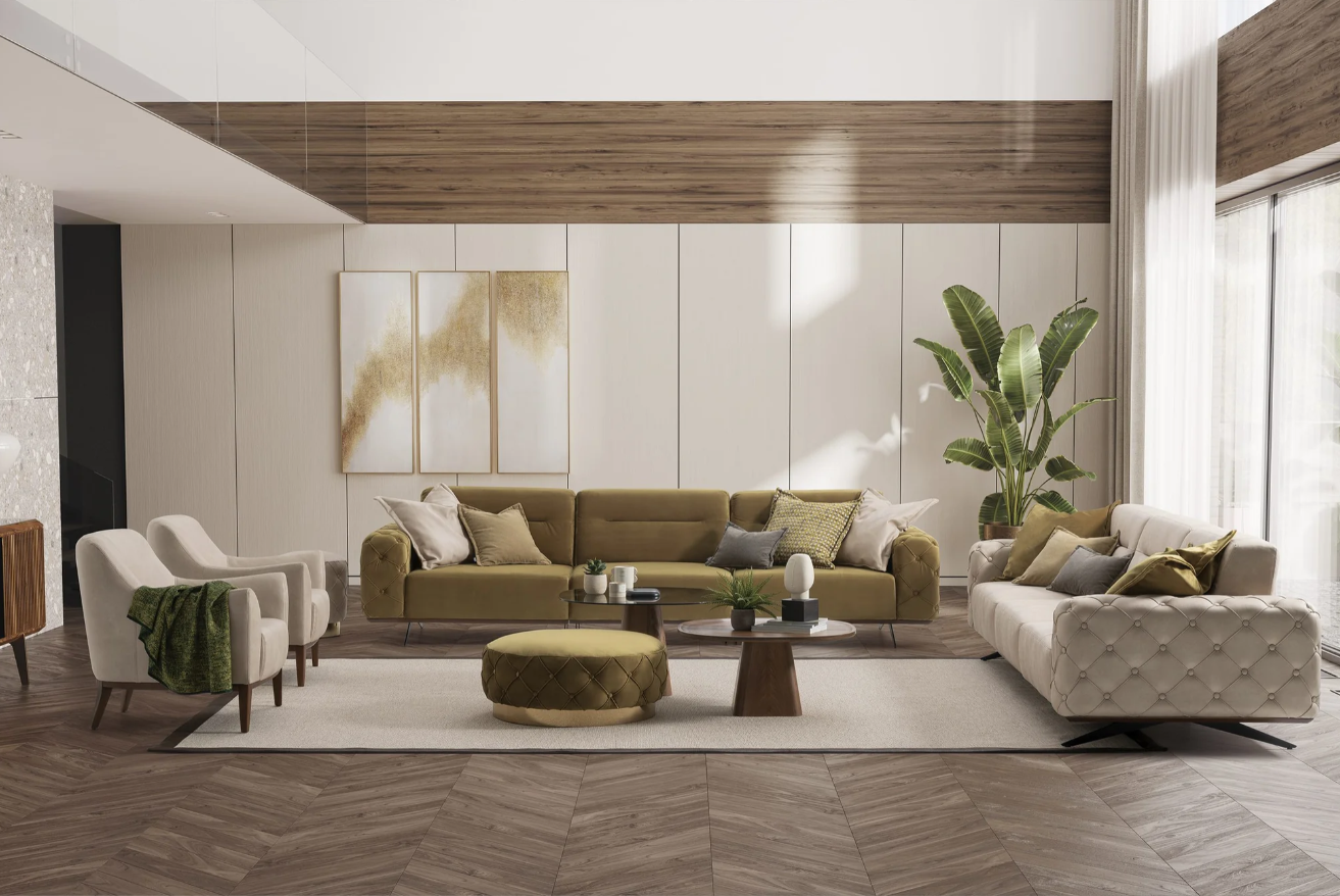 Четириместен разтегателен диван «Gallardo» + декоративни възглавници, ширина 323см