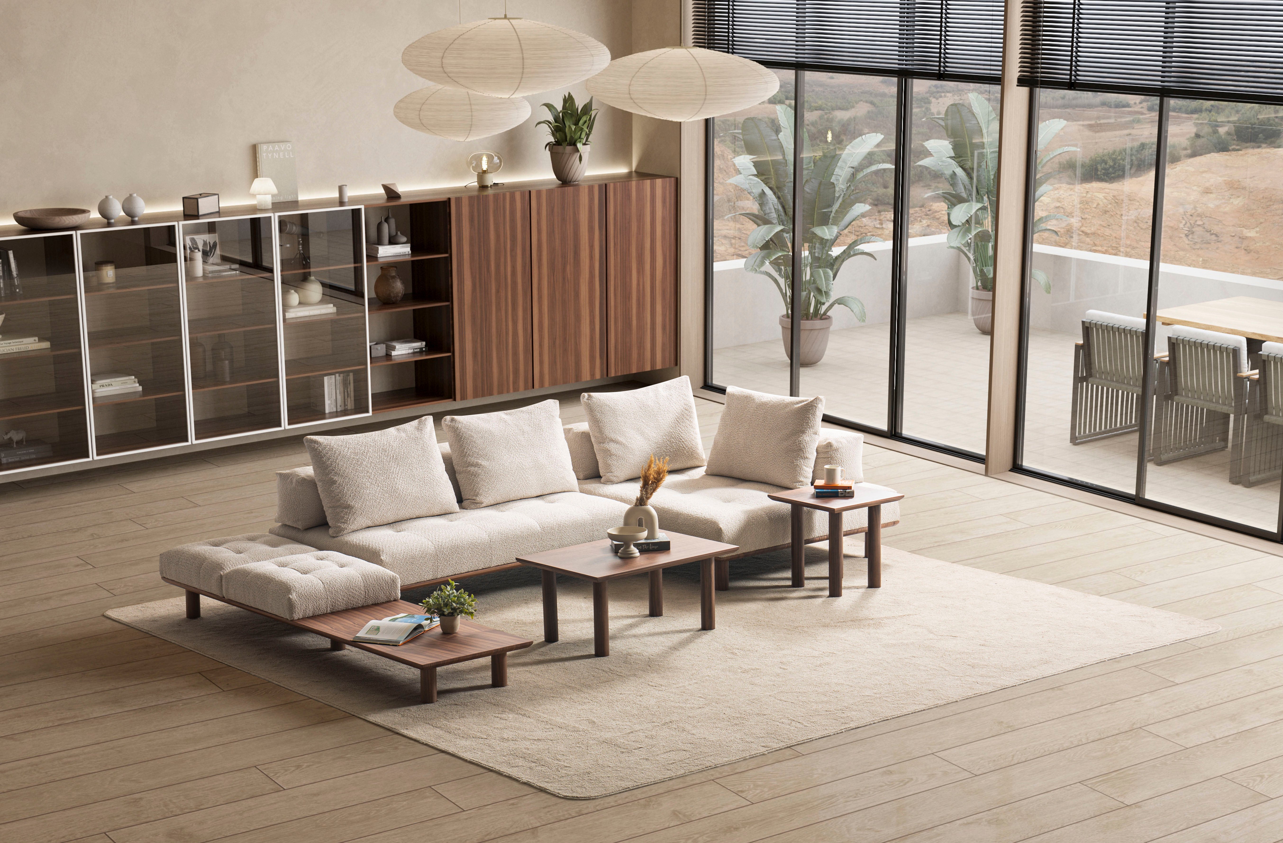 Модулен диван «Alacati» - 3 модула, лежанка, конзолна масичка