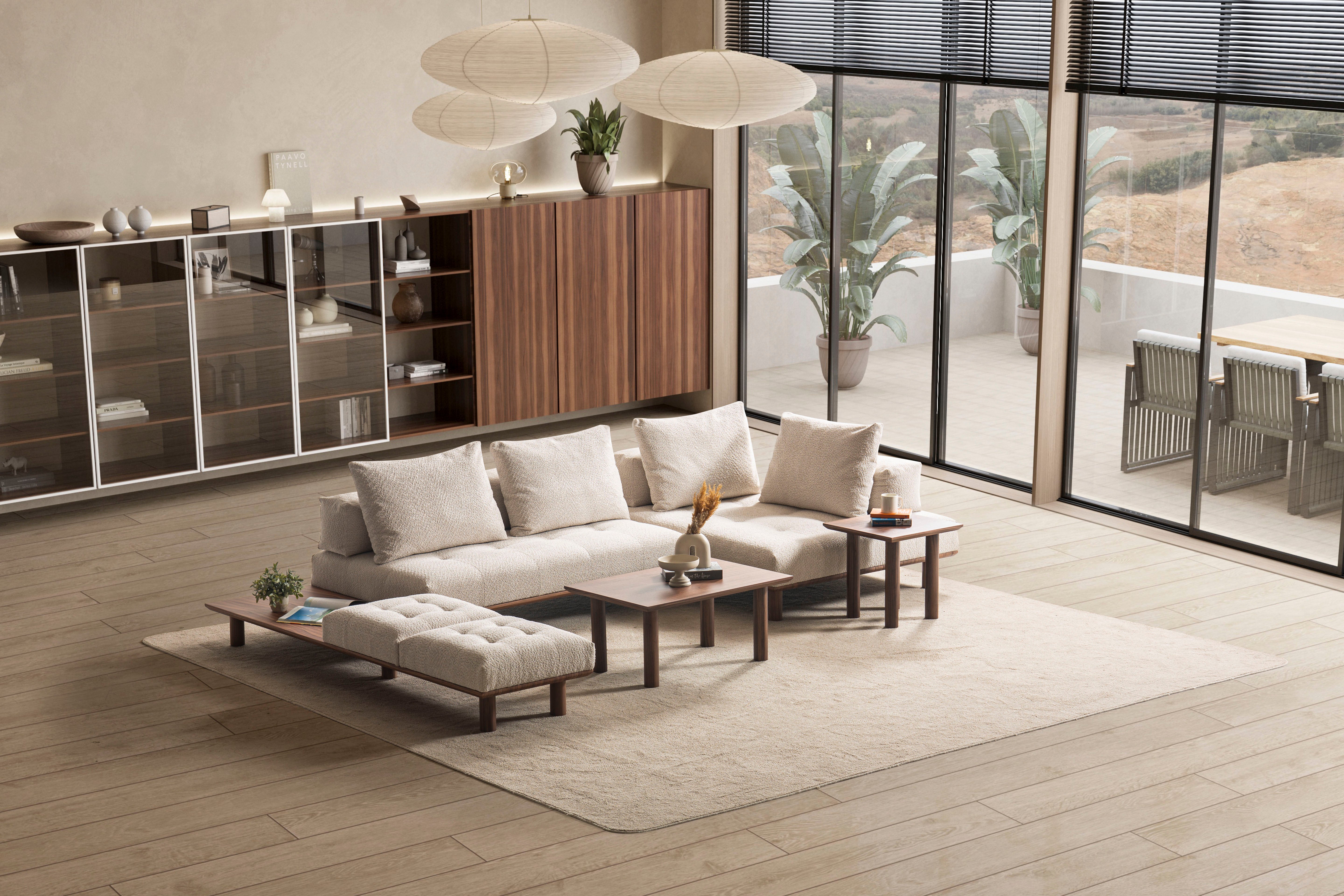 Модулен диван «Alacati» - 3 модула, лежанка, конзолна масичка