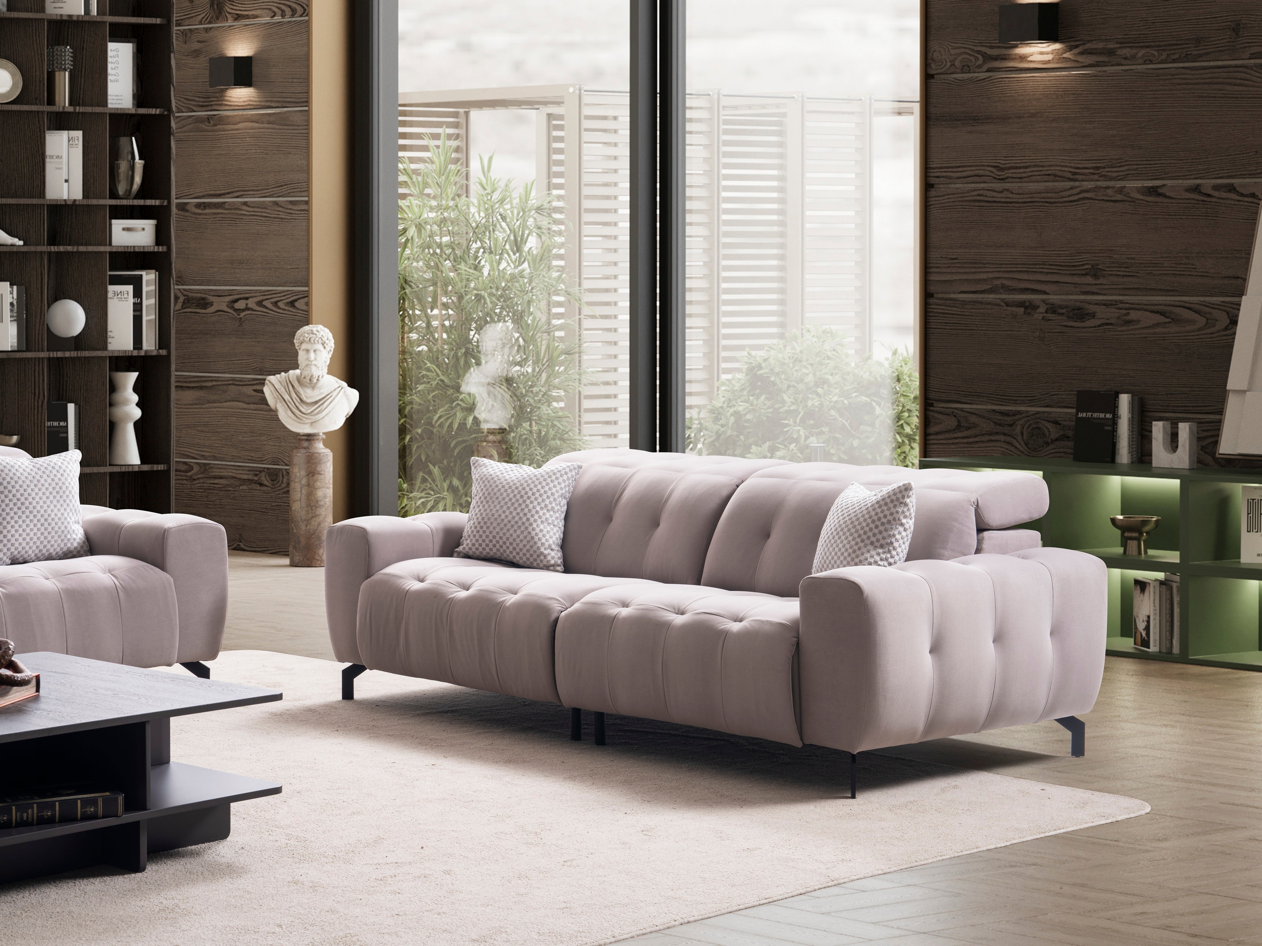 Триместен диван «Safir» с електрически релакс механизъм, USB зарядна станция, ширина 230см