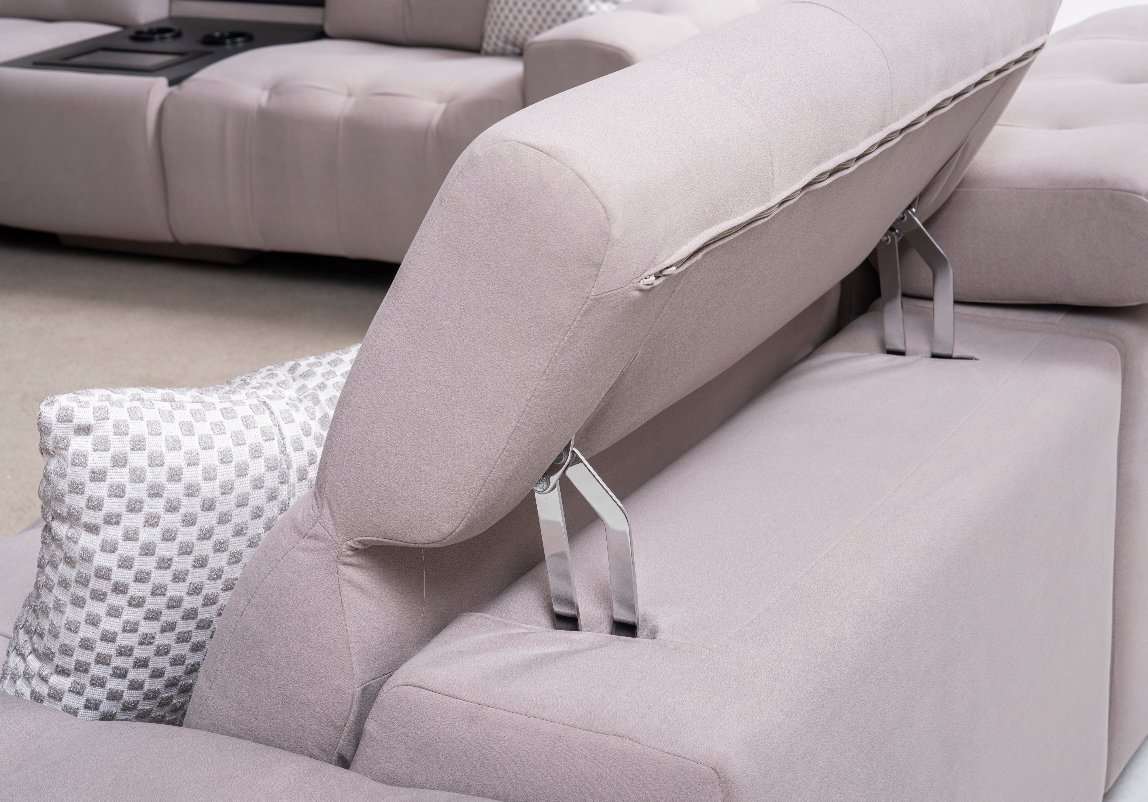 Триместен диван «Safir» с електрически релакс механизъм, USB зарядна станция, ширина 230см