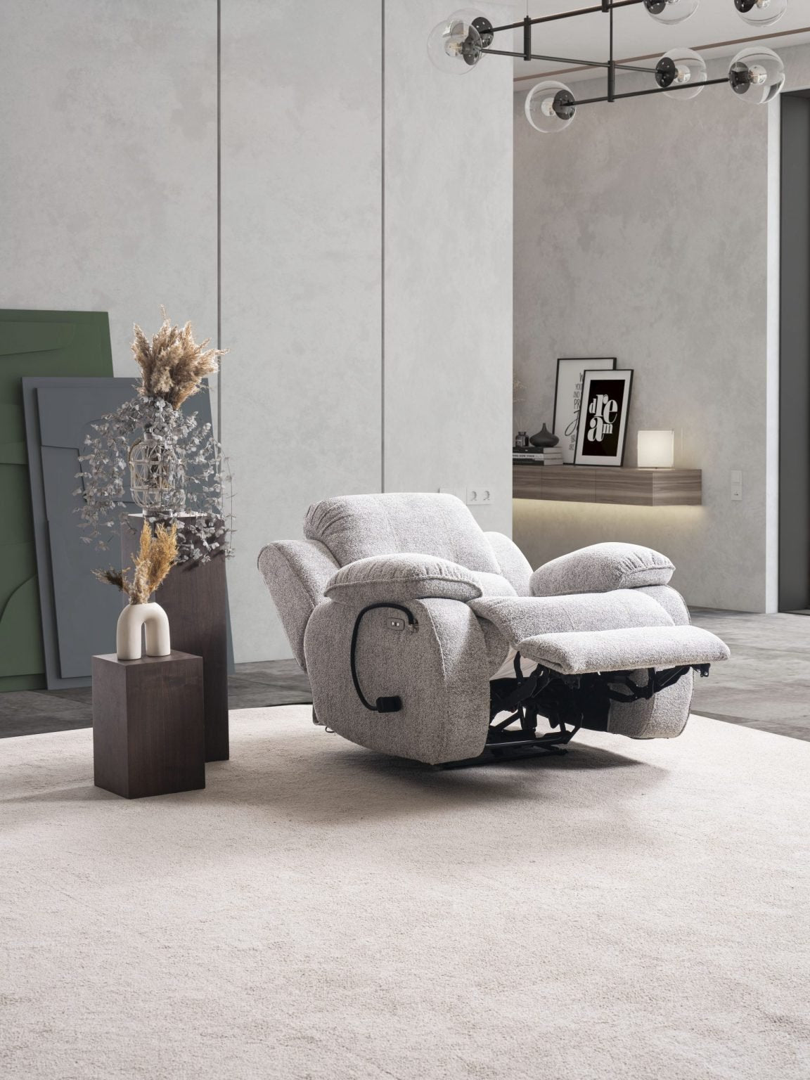 Кресло «Safran» с електрически релакс механизъм и USB зарядна станция