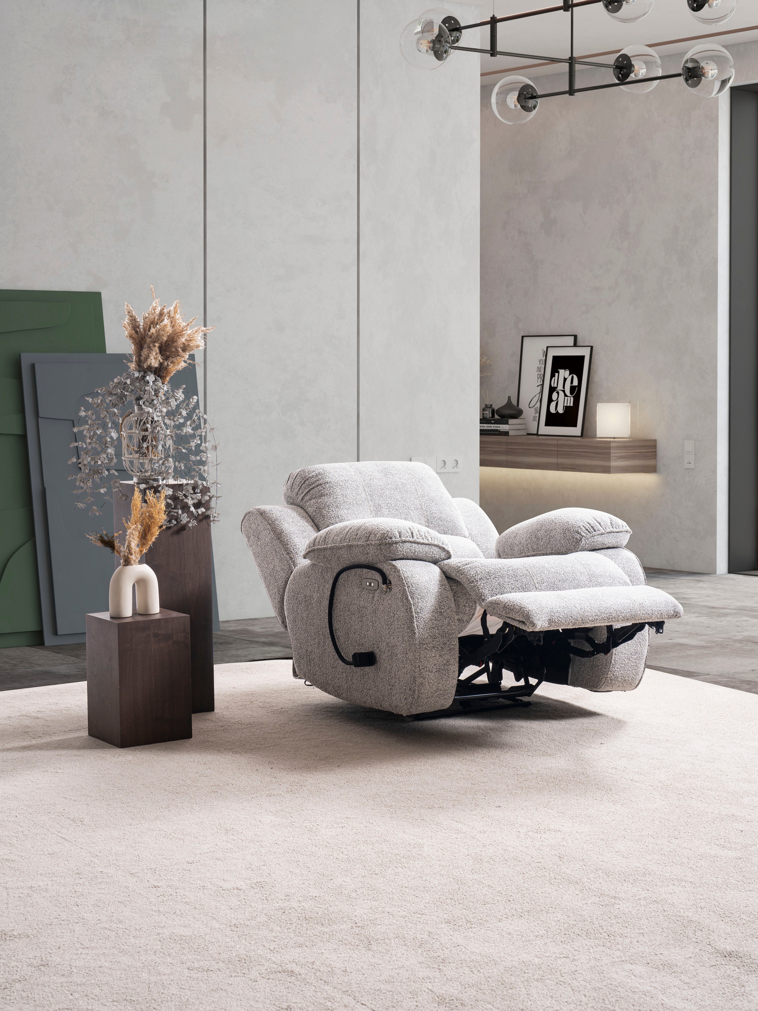 Кресло «Safran» с електрически релакс механизъм и USB зарядна станция