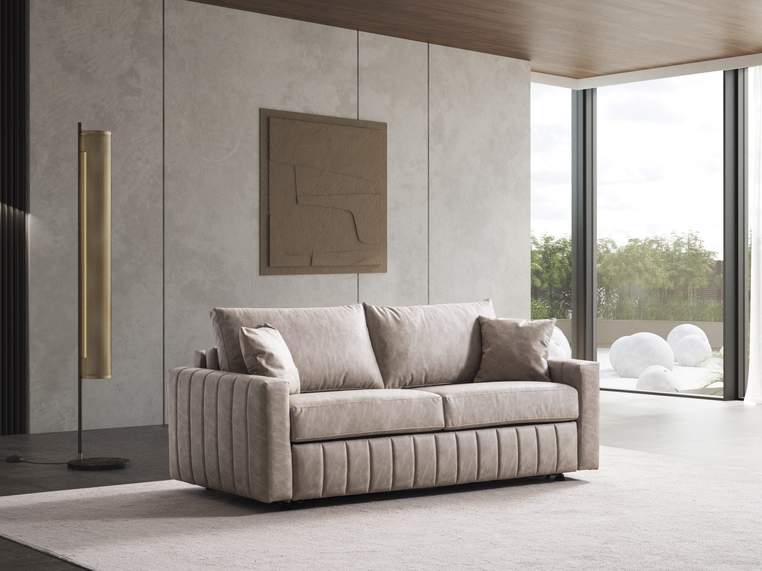 Триместен разтегателен диван - легло «Antik» + 2 декоративни възглавници, ширина 195см