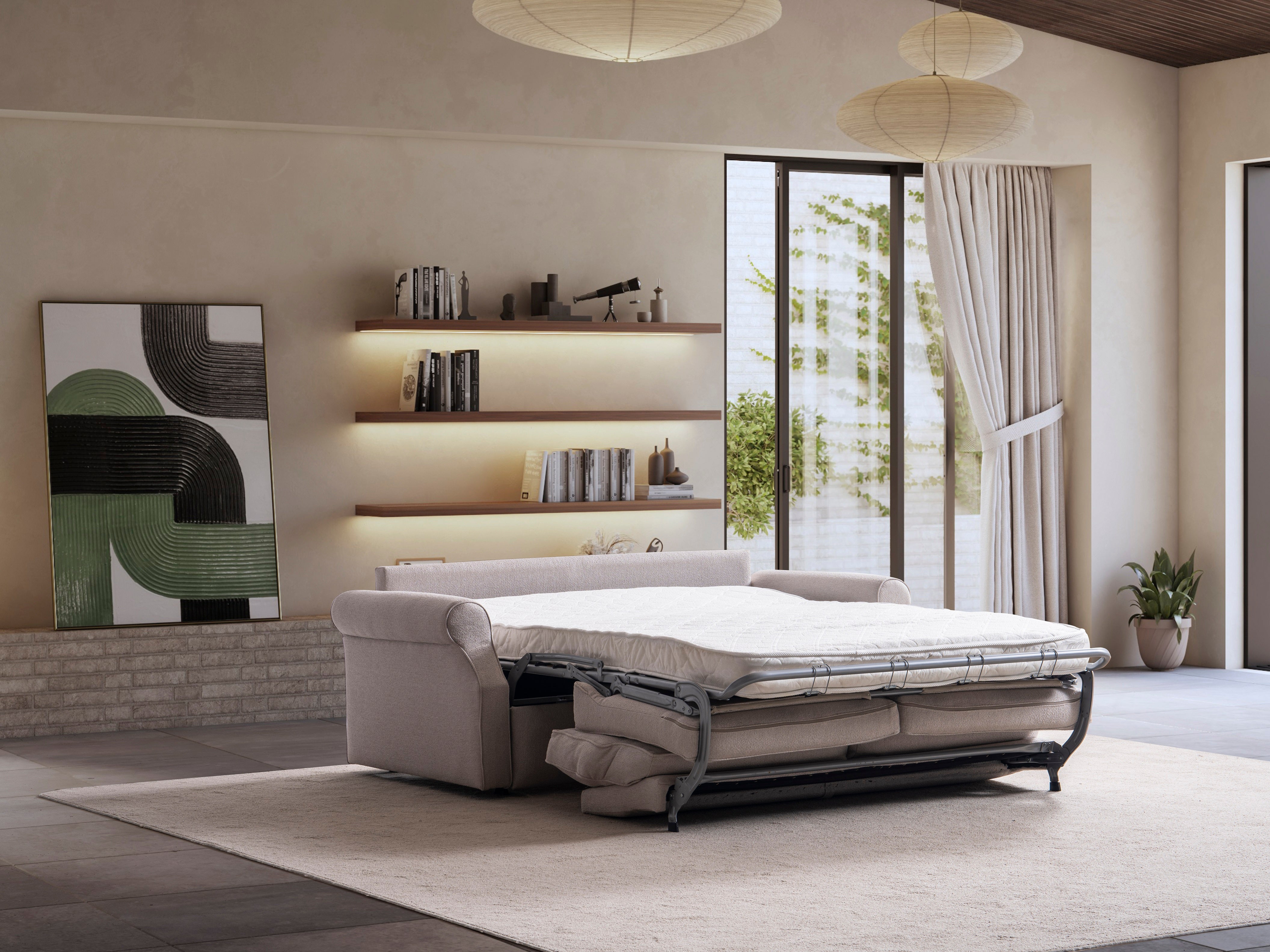 Триместен разтегателен диван - легло «Antik» + 2 декоративни възглавници, ширина 195см