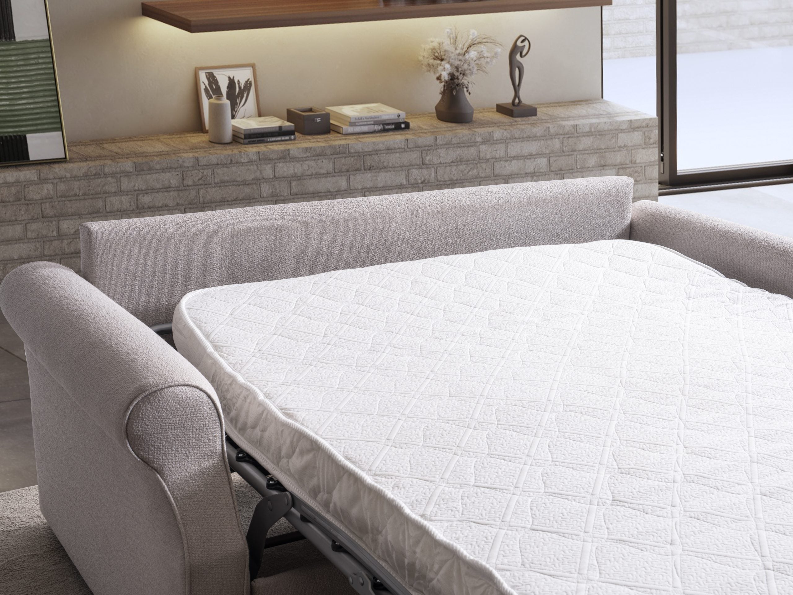 Триместен разтегателен диван - легло «Rustik» + 2 декоративни възглавници, ширина 195см