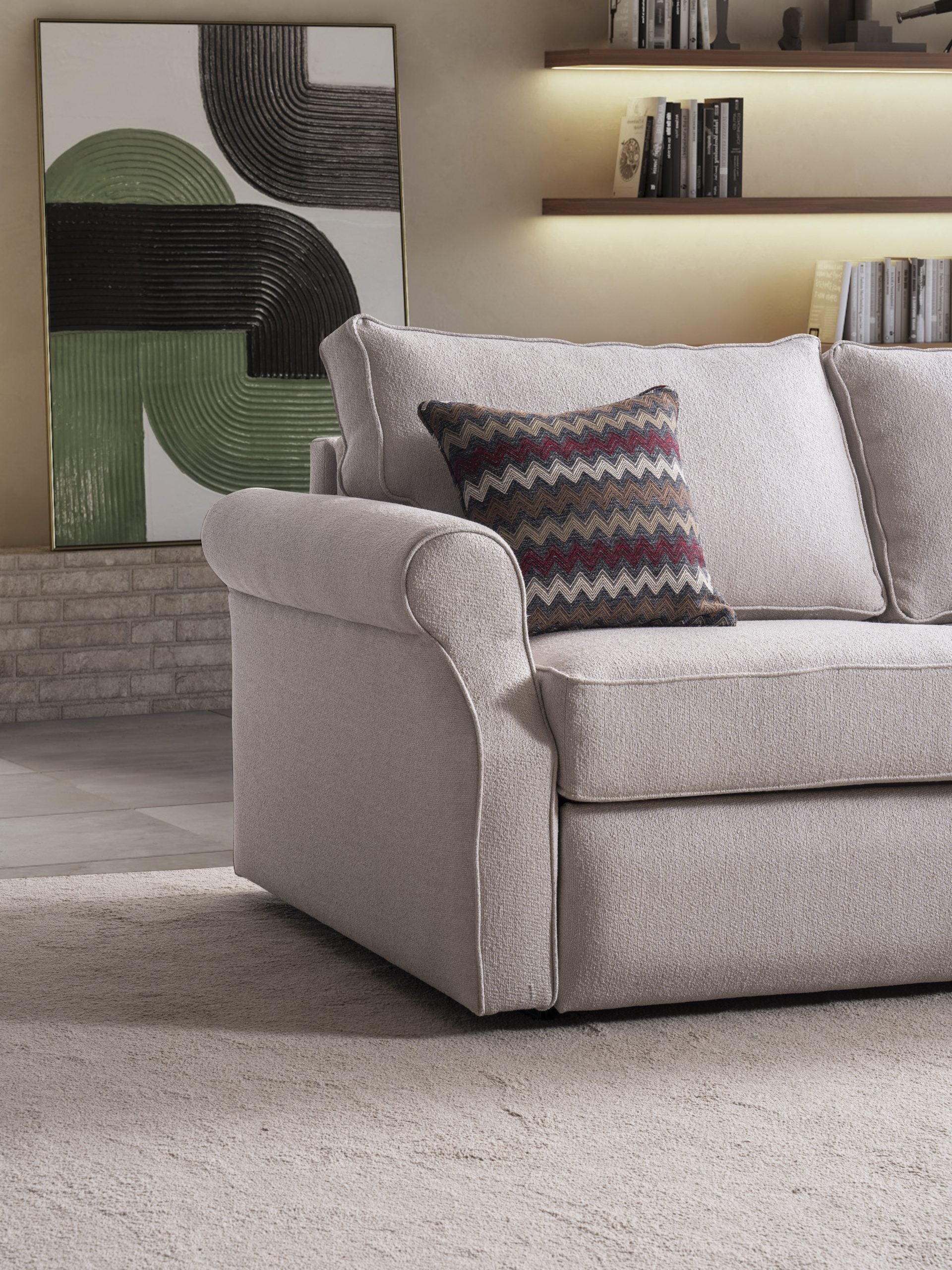 Триместен разтегателен диван - легло «Rustik» + 2 декоративни възглавници, ширина 195см