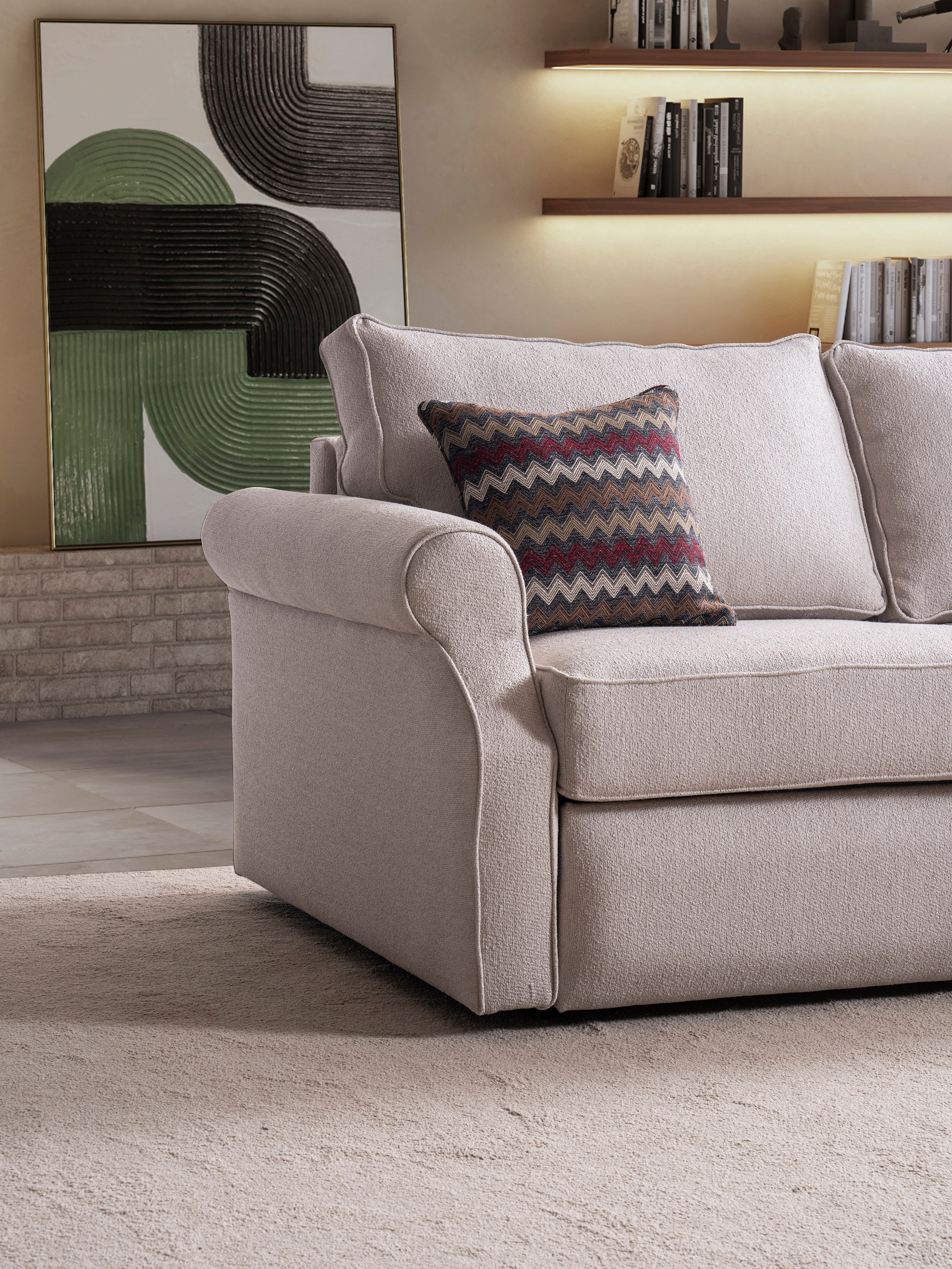 Триместен разтегателен диван - легло «Antik» + 2 декоративни възглавници, ширина 195см