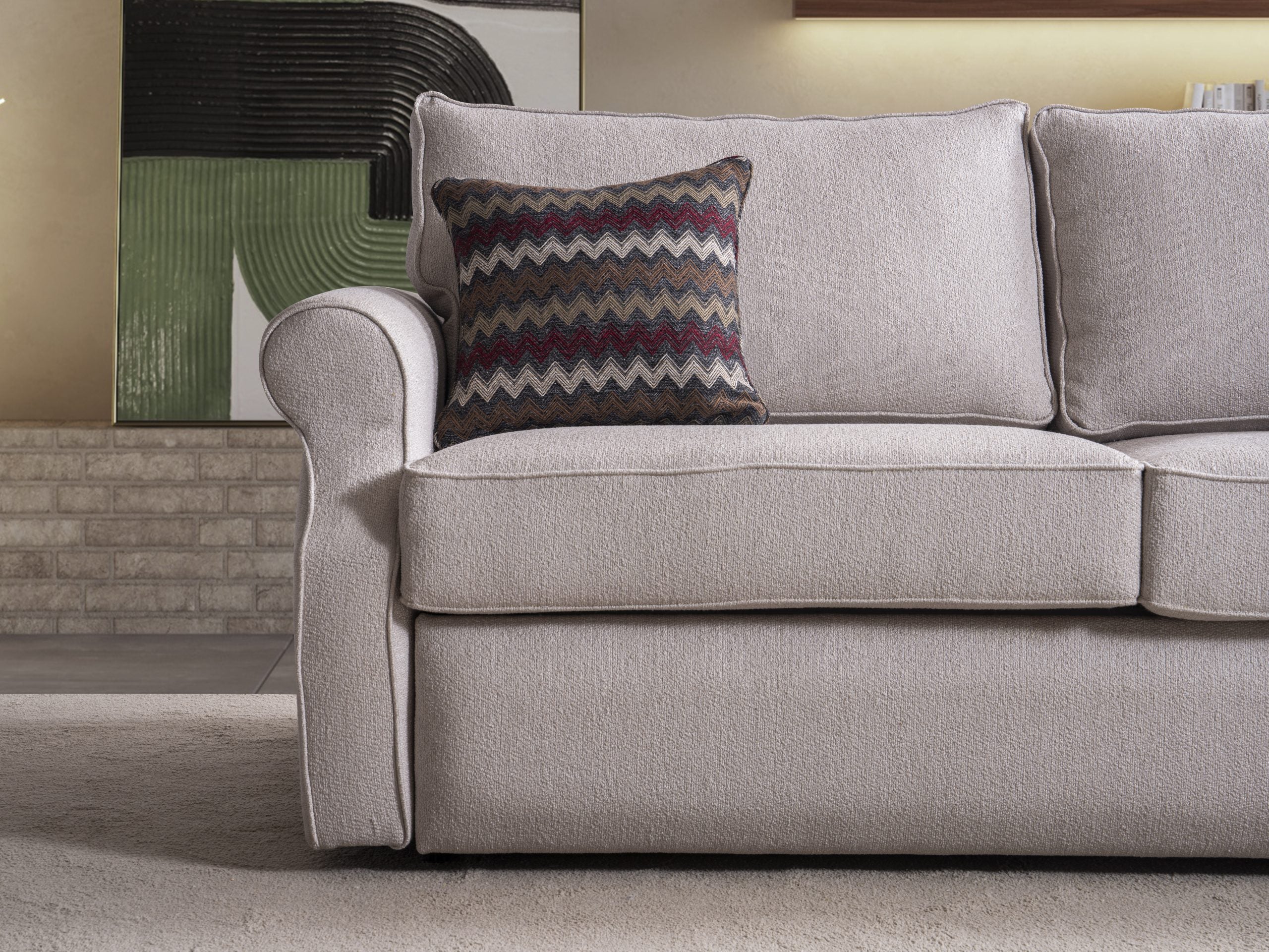 Триместен разтегателен диван - легло «Rustik» + 2 декоративни възглавници, ширина 195см