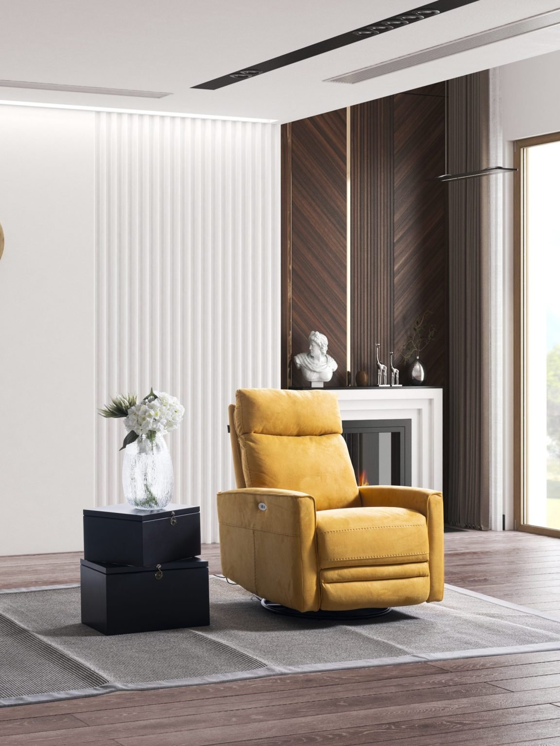 Кресло «Girit» с електрически релакс механизъм, USB зарядна станция