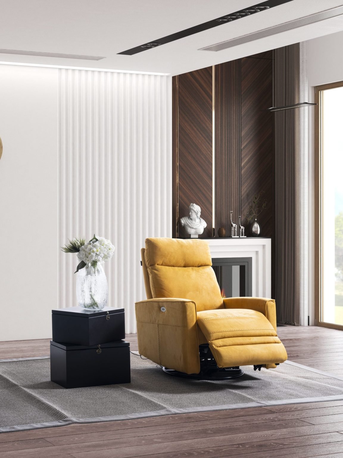 Кресло «Girit» с електрически релакс механизъм, USB зарядна станция