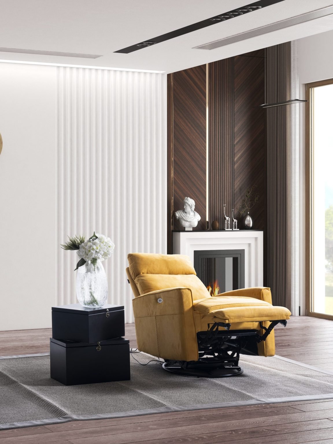 Кресло «Girit» с електрически релакс механизъм, USB зарядна станция