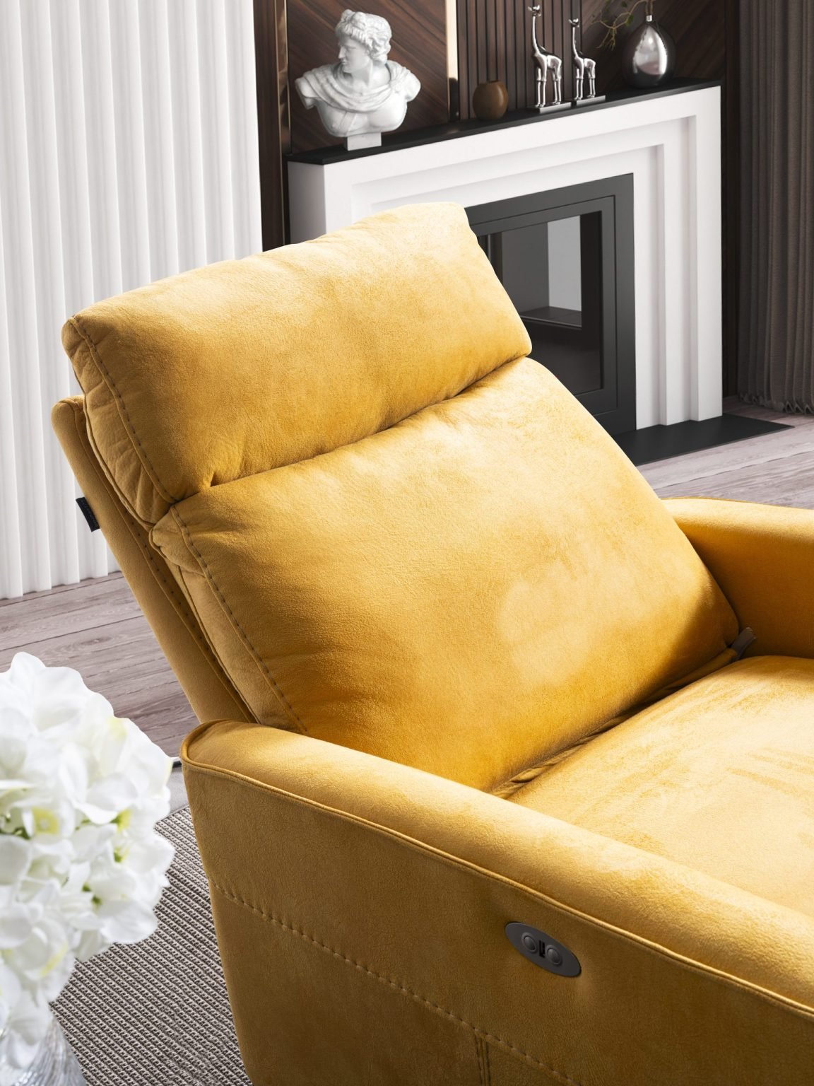 Кресло «Girit» с електрически релакс механизъм, USB зарядна станция