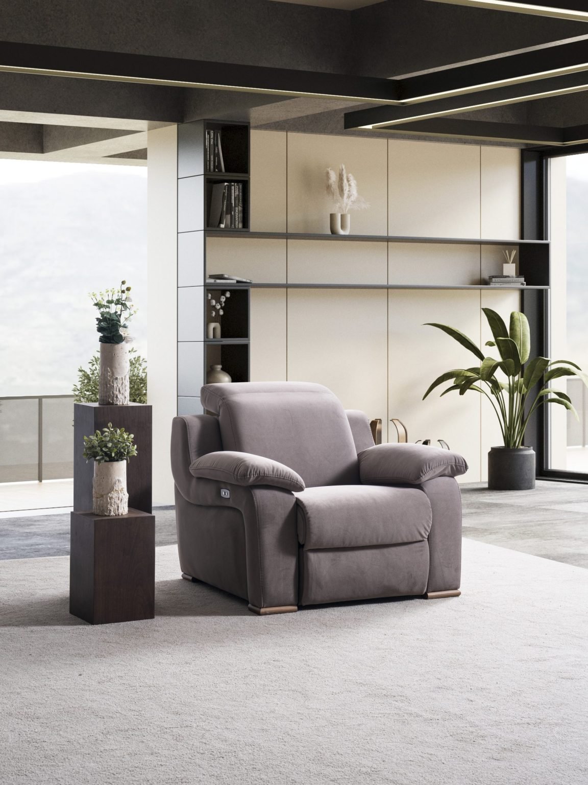 Кресло «Bambu» с електрически релакс механизъм, USB зарядна станция