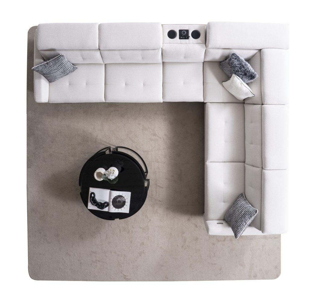 Ъглов разтегателен диван «Gizem» + електрически механизъм, USB зарядна станция, ширина 315см