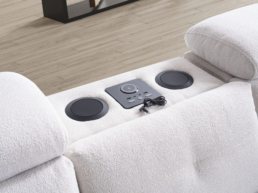 Ъглов разтегателен диван «Gizem» + електрически механизъм, USB зарядна станция, ширина 315см