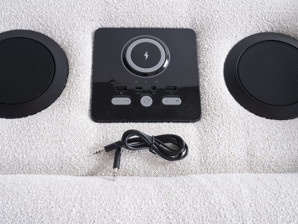 Ъглов разтегателен диван «Gizem» + електрически механизъм, USB зарядна станция, ширина 315см