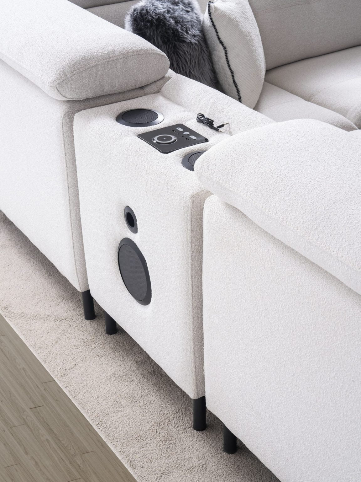 Ъглов разтегателен диван «Gizem» + електрически механизъм, USB зарядна станция, ширина 315см