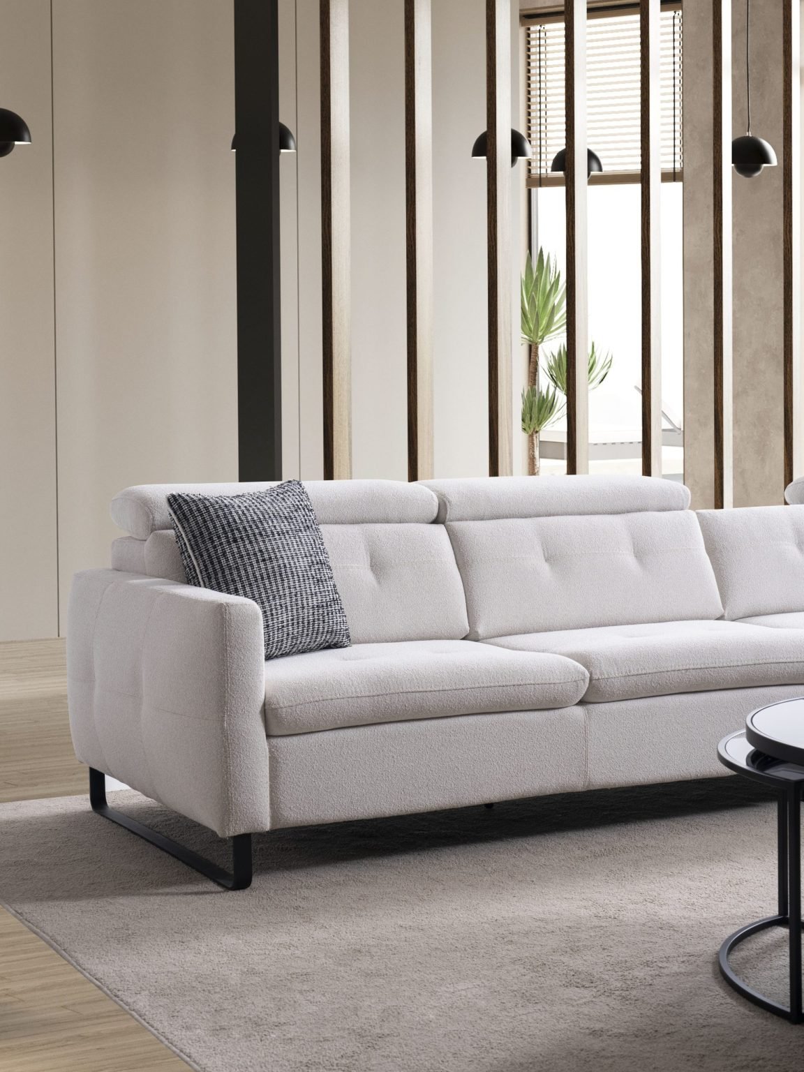 Ъглов разтегателен диван «Gizem» + електрически механизъм, USB зарядна станция, ширина 315см