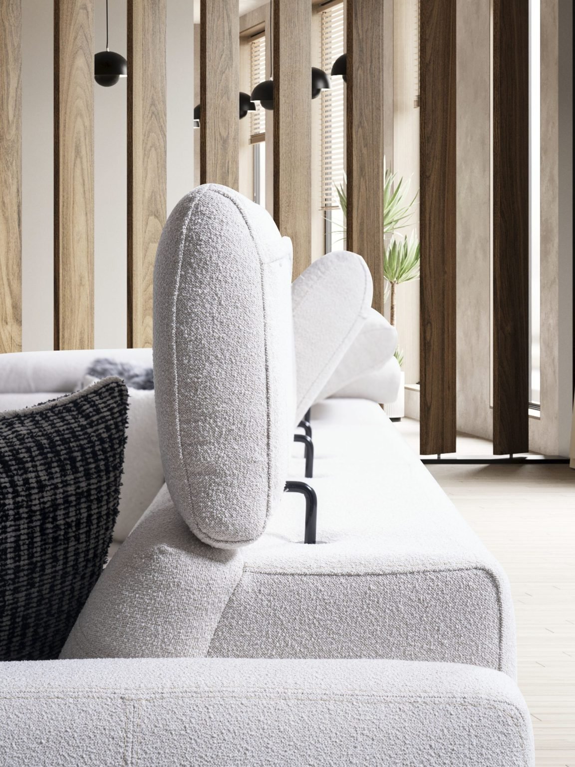 Ъглов разтегателен диван «Gizem» + електрически механизъм, USB зарядна станция, ширина 315см