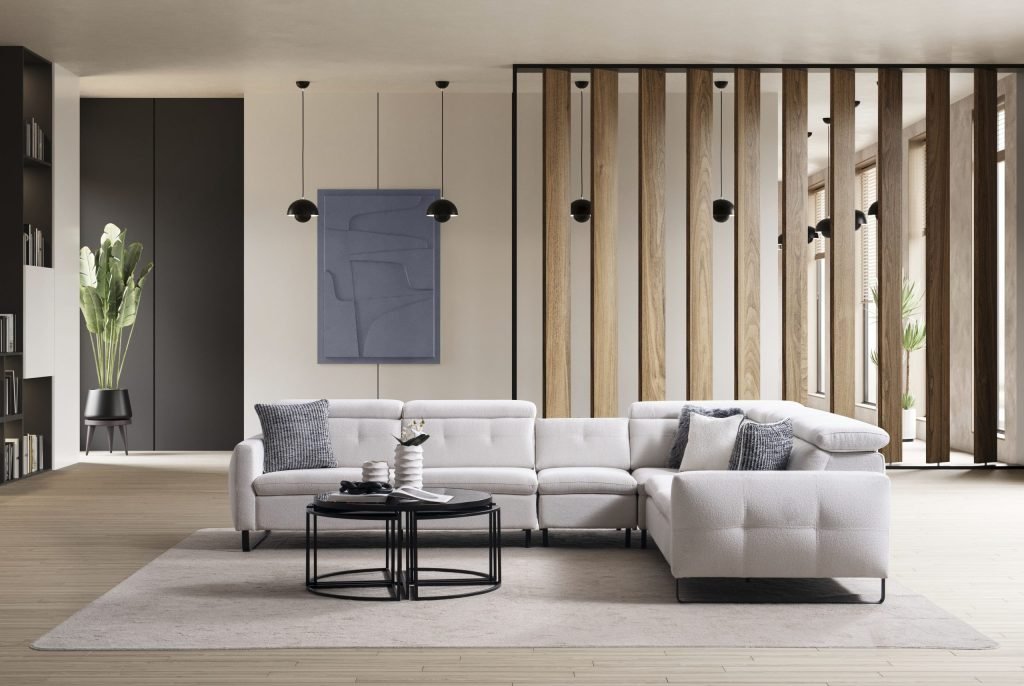 Ъглов разтегателен диван «Gizem» + електрически механизъм, USB зарядна станция, ширина 315см