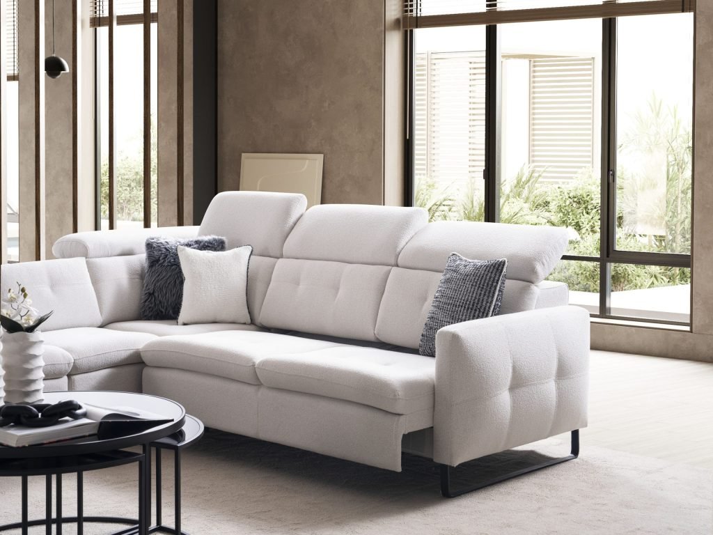 Ъглов разтегателен диван «Gizem» + електрически механизъм, USB зарядна станция, ширина 315см