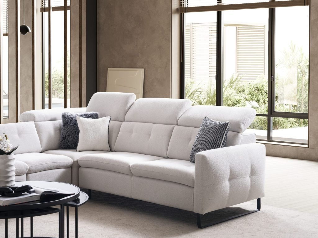 Ъглов разтегателен диван «Gizem» + електрически механизъм, USB зарядна станция, ширина 315см