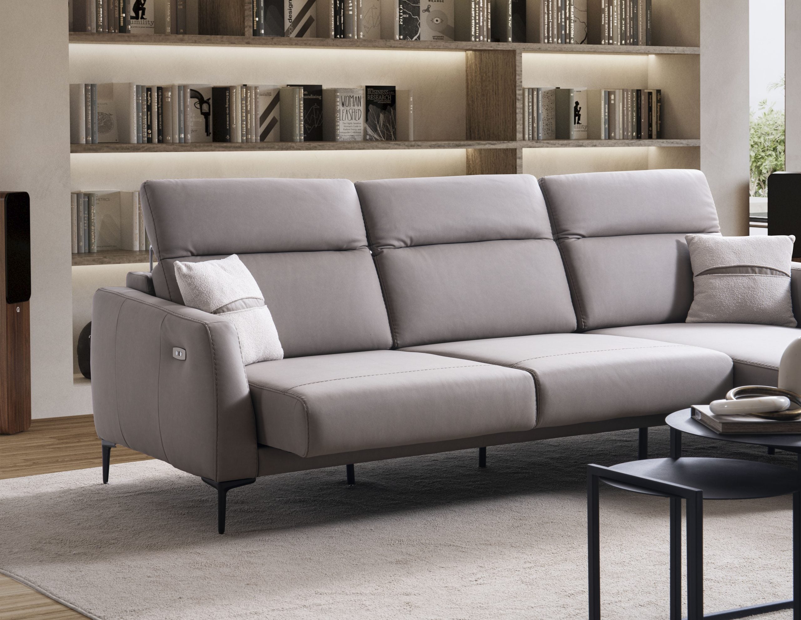 Ъглов разтегателен диван «Liman» + електрически механизъм, USB зарядна станция, ширина 270см