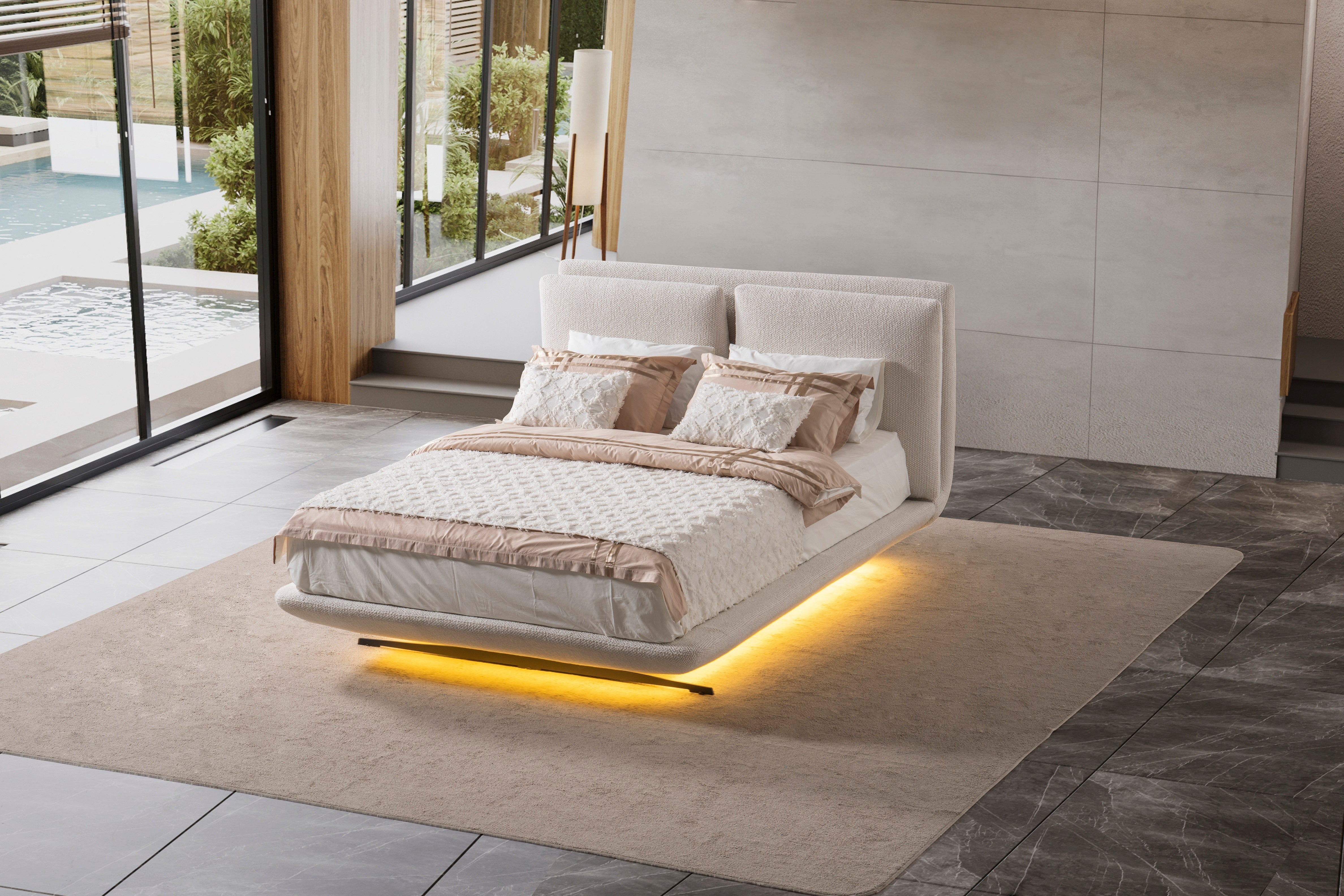 Тапицирано легло «Messina» с LED осветление