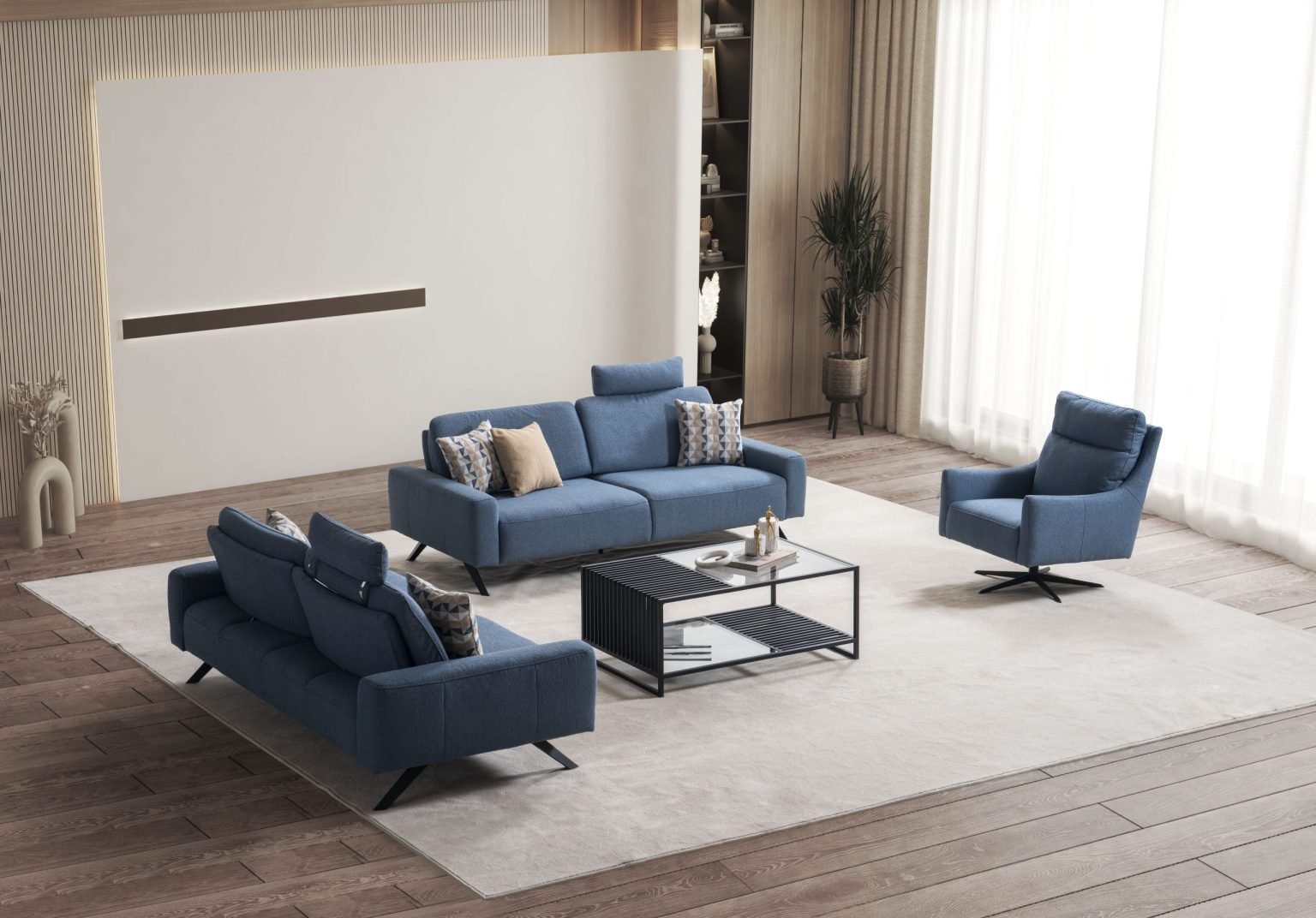 Двуместен диван «Gonyuk» + декоративни възглавници, ширина 195см