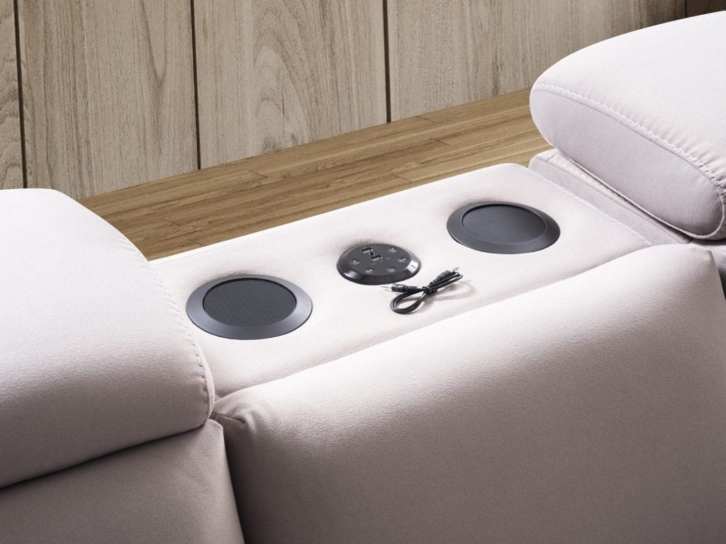 Ъглов разтегателен диван «Burgaz» + електрически механизъм, USB зарядна станция, ширина 370см