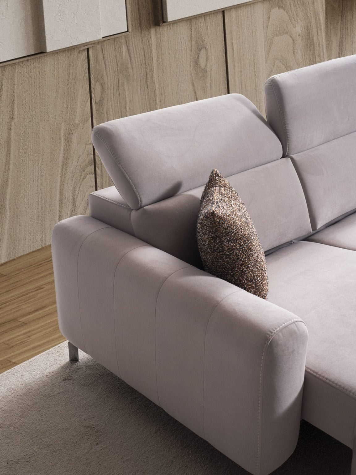 Ъглов разтегателен диван «Burgaz» + електрически механизъм, USB зарядна станция, ширина 370см