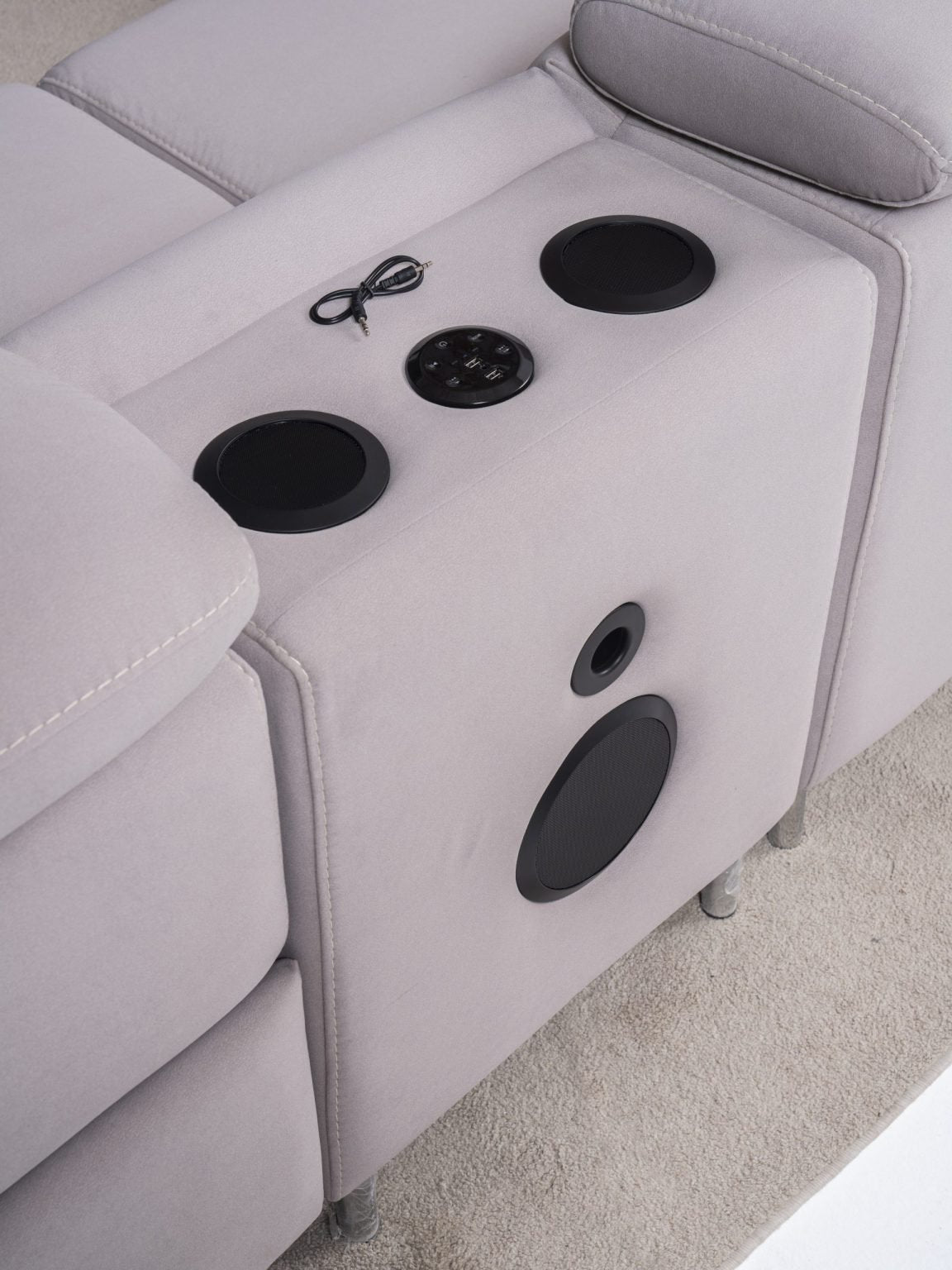 Ъглов разтегателен диван «Burgaz» + електрически механизъм, USB зарядна станция, ширина 370см