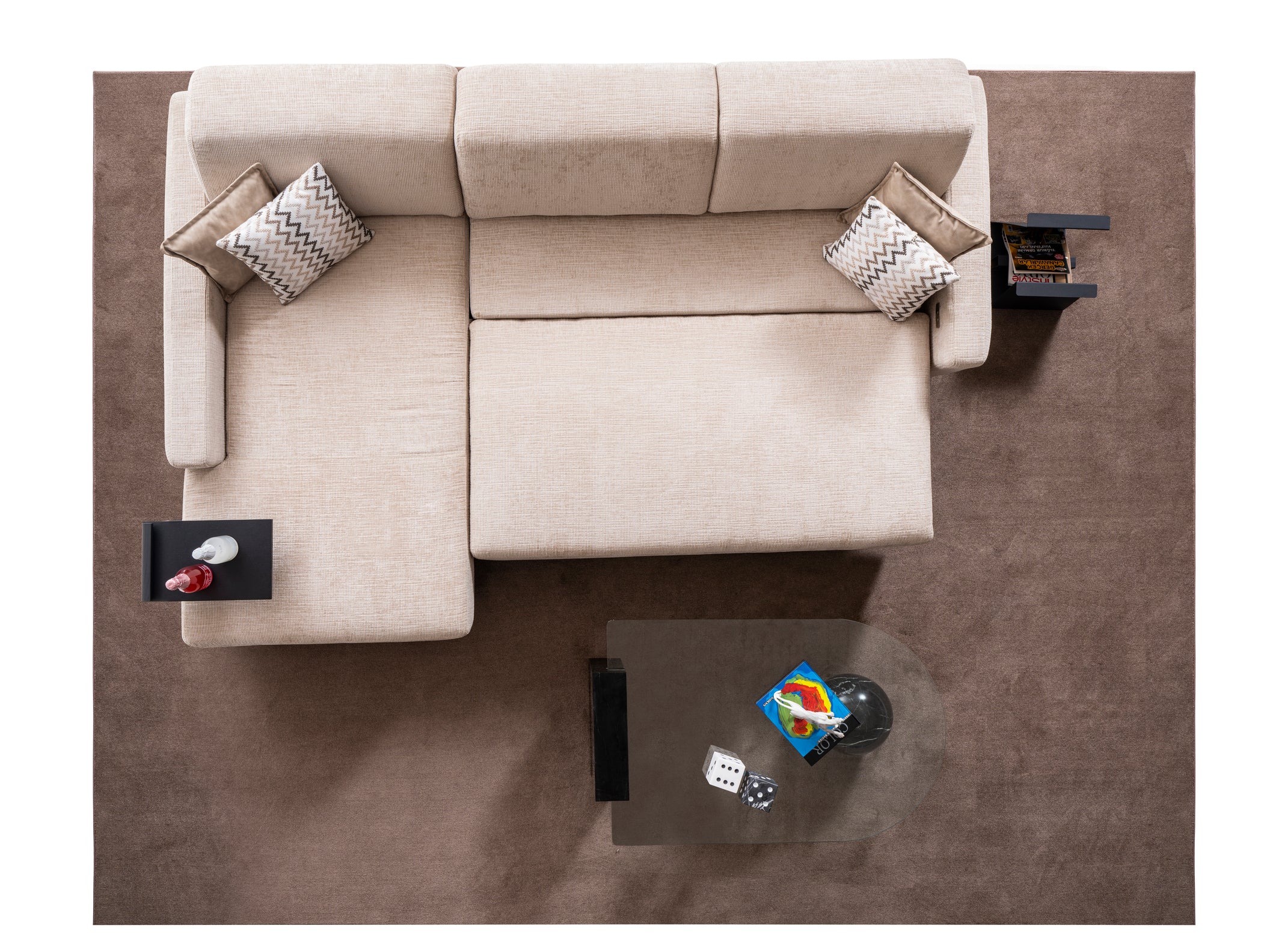 Ъглов разтегателен диван - легло «Kalyon» + електрически механизъм и USB зарядна станция, ширина 270 или 290см