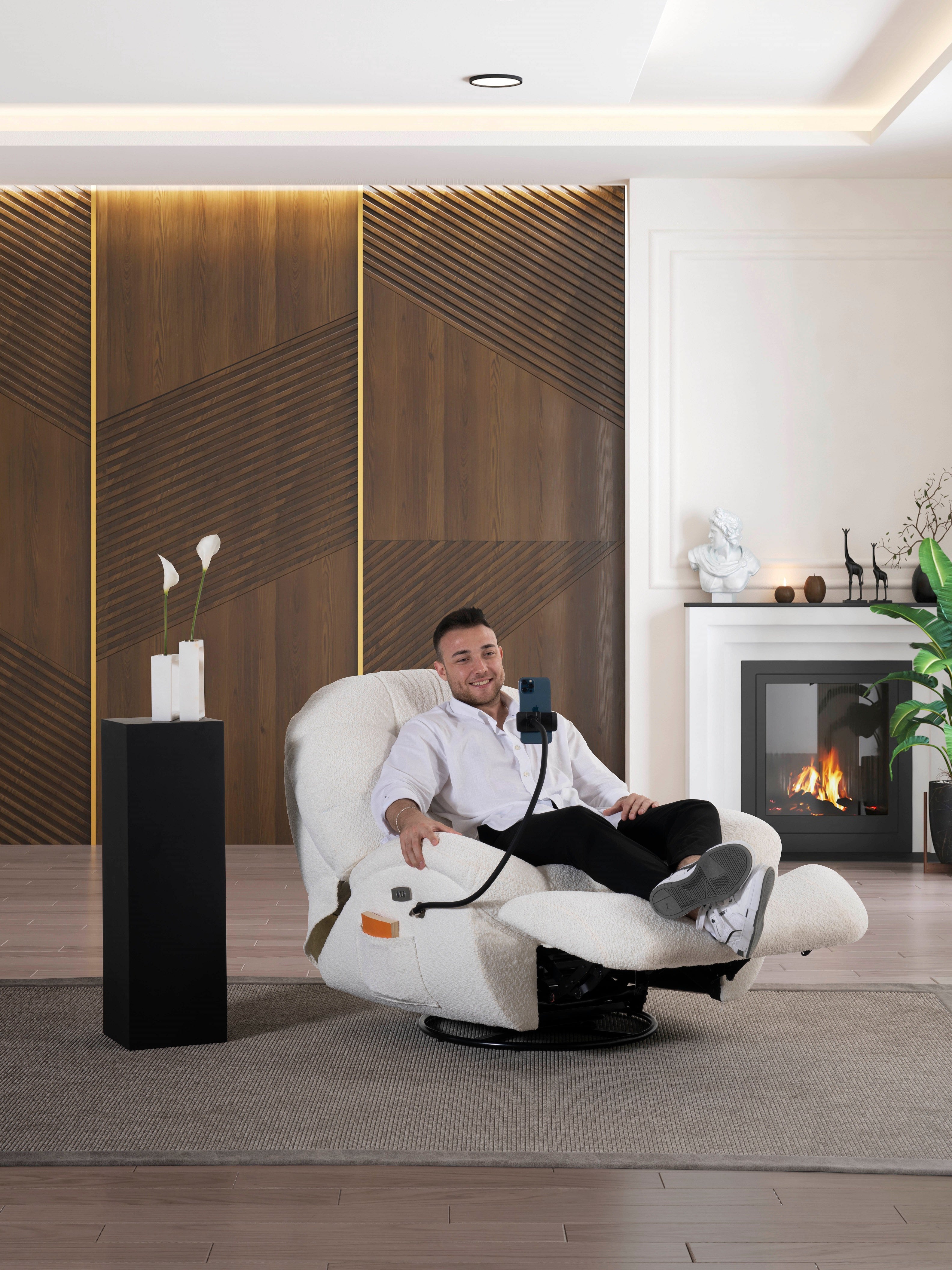 Кресло «Eda» с въртяща се основа и електрически релакс механизъм