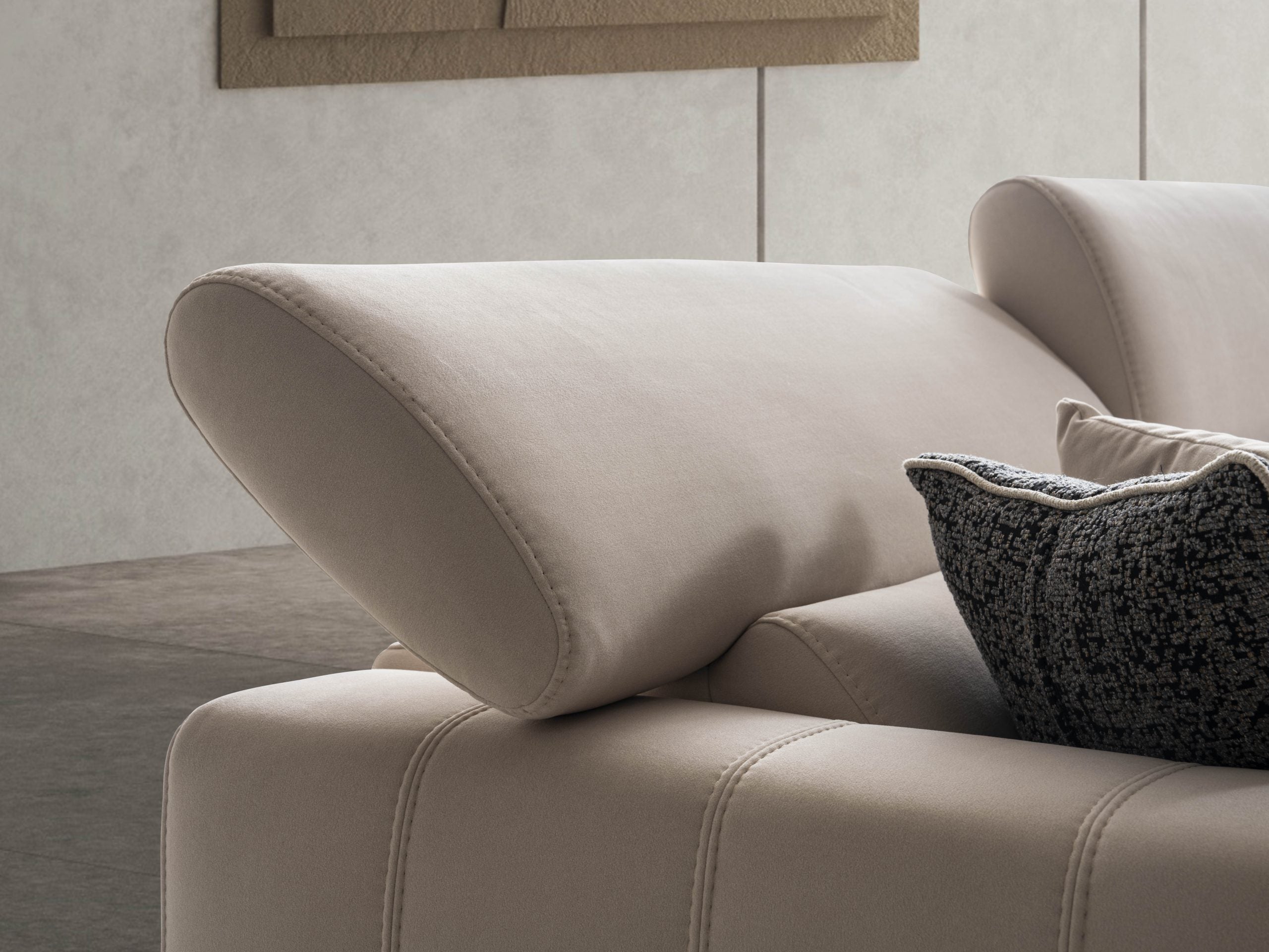 Ъглов разтегателен диван «Uludag» + електрически механизъм, USB зарядна станция, ширина 340см