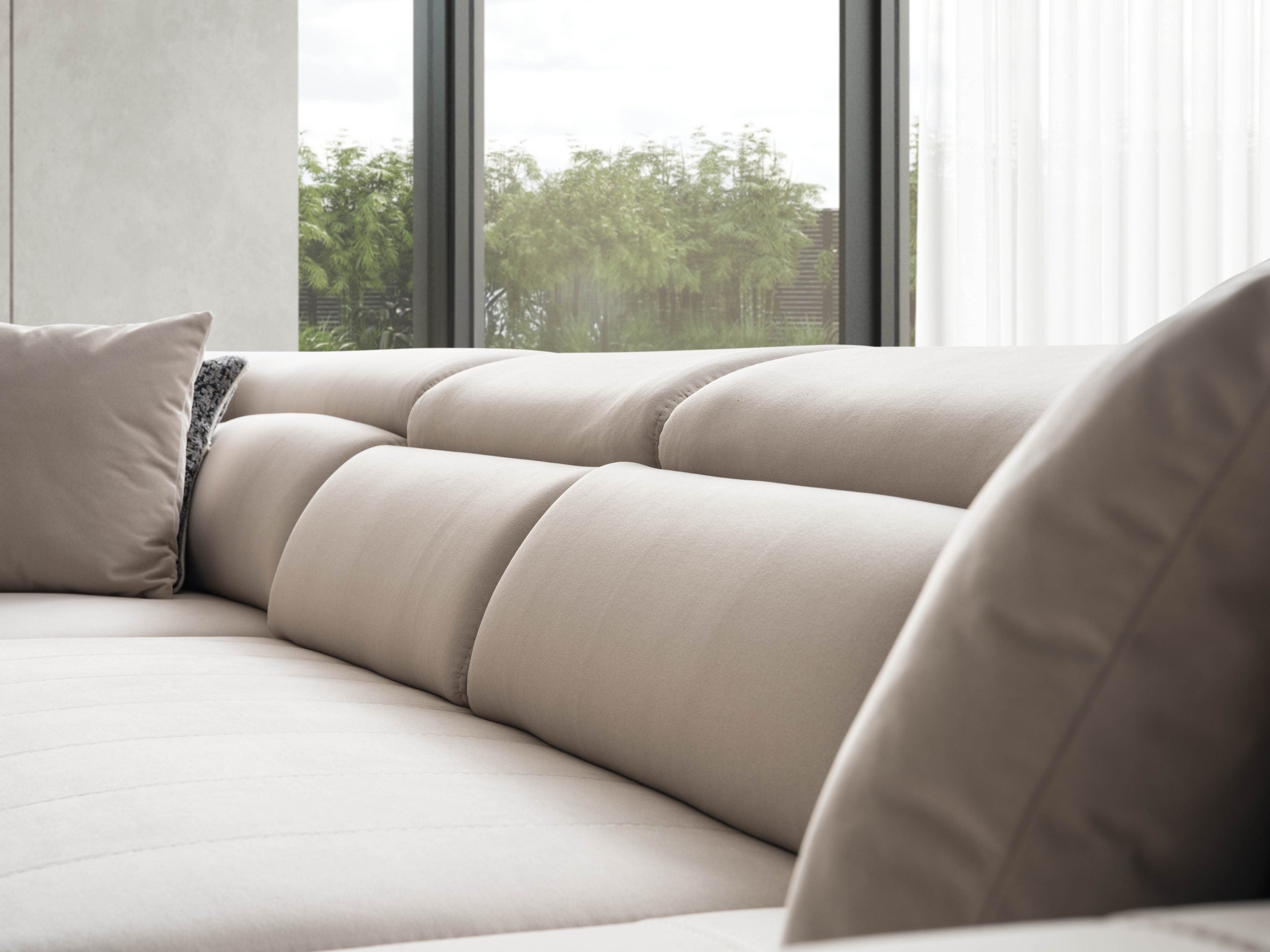 Ъглов разтегателен диван «Uludag» + електрически механизъм, USB зарядна станция, ширина 340см