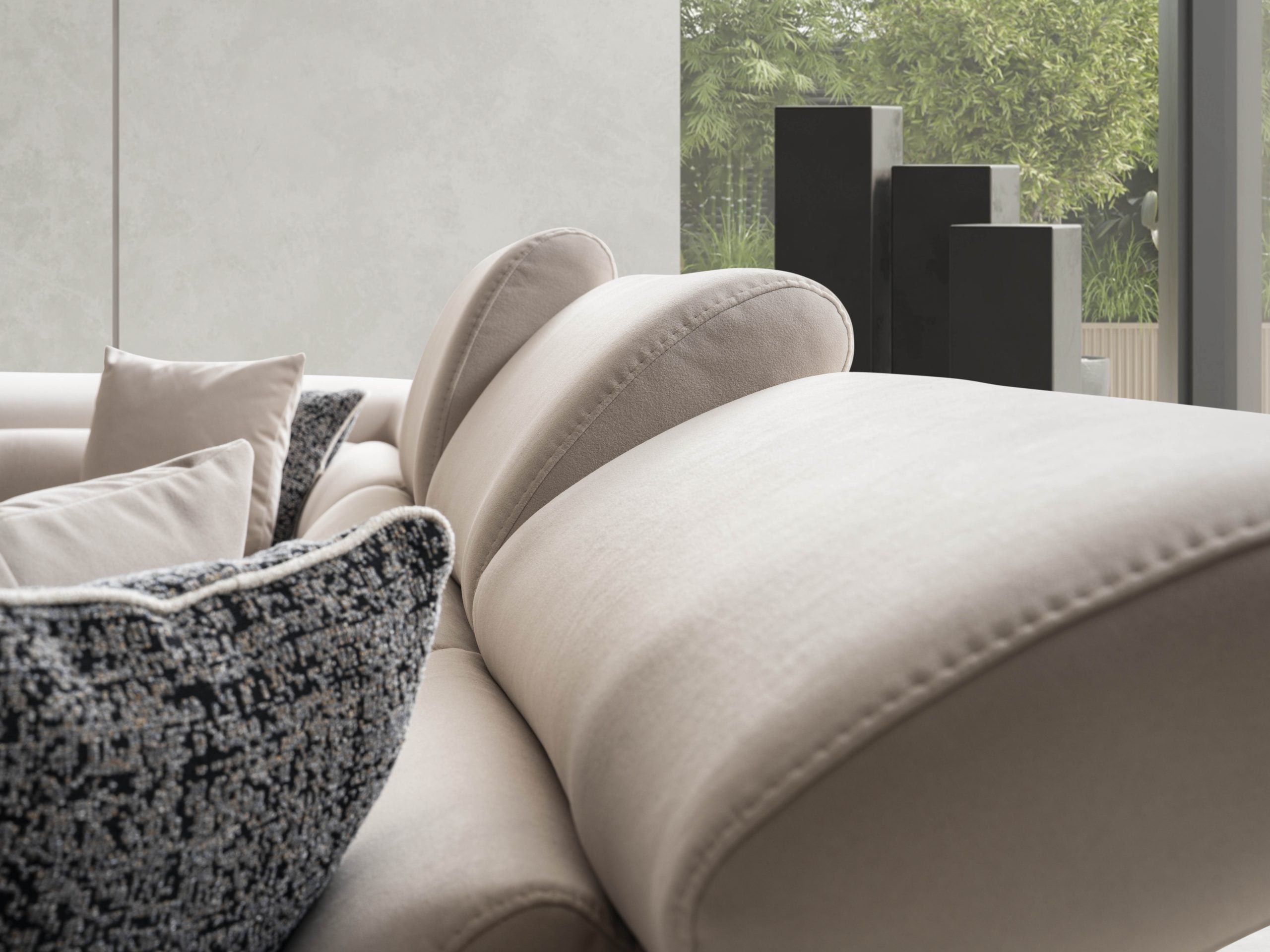 Ъглов разтегателен диван «Uludag» + електрически механизъм, USB зарядна станция, ширина 340см