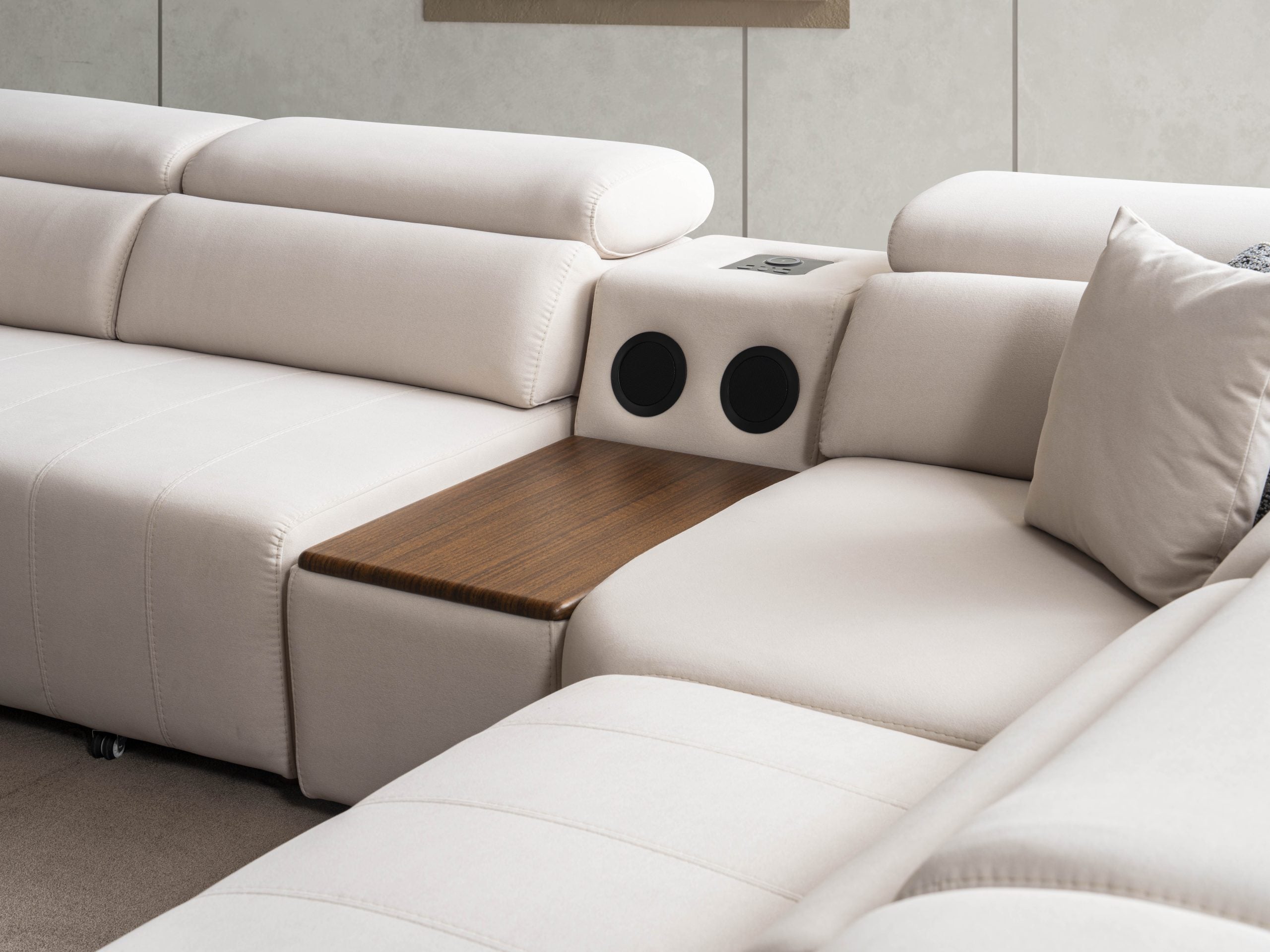 Ъглов разтегателен диван «Uludag» + електрически механизъм, USB зарядна станция, ширина 340см