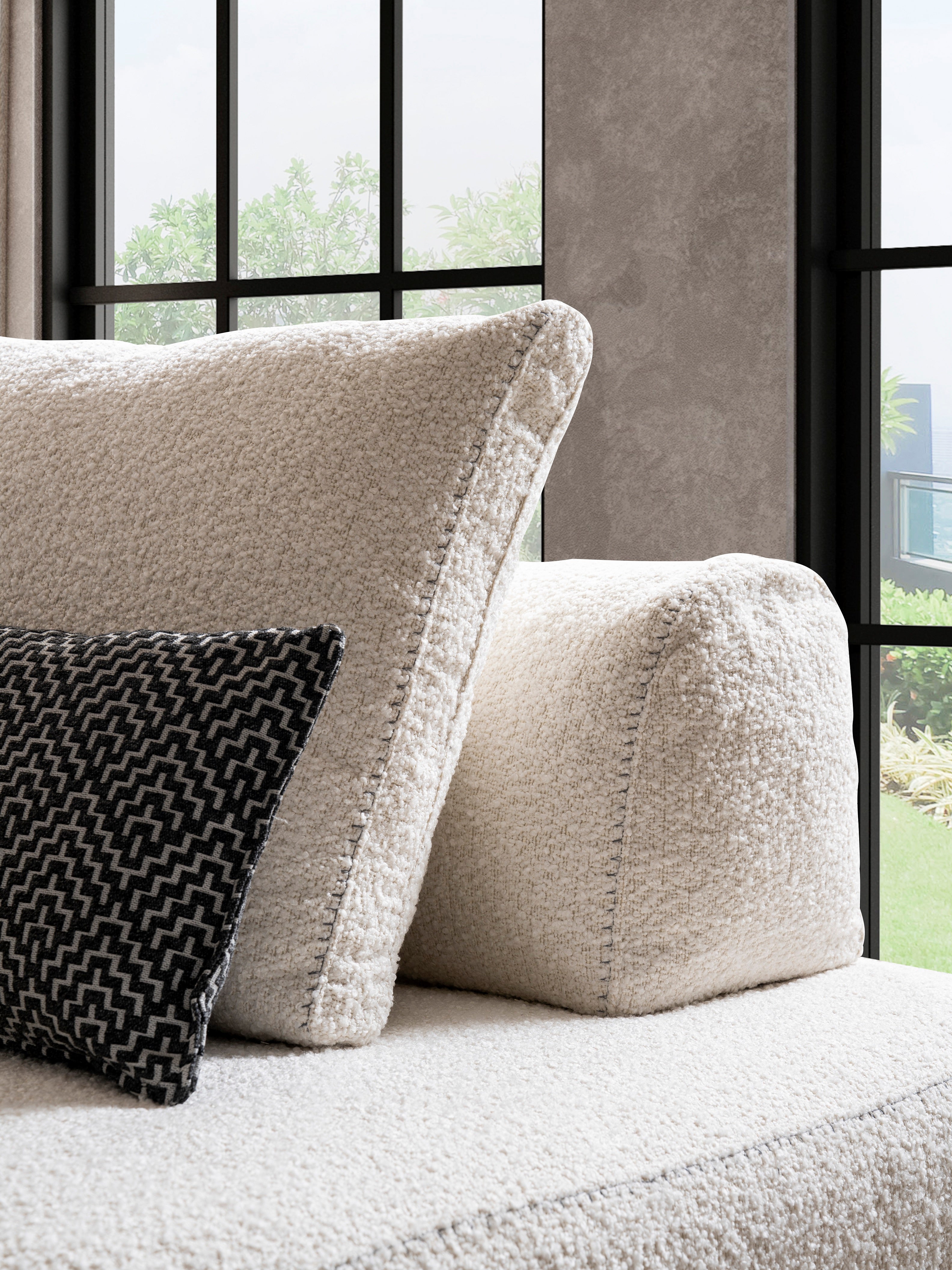 Ъглов диван - легло «Ruya» + четири декоративни възглавници, ширина 305см