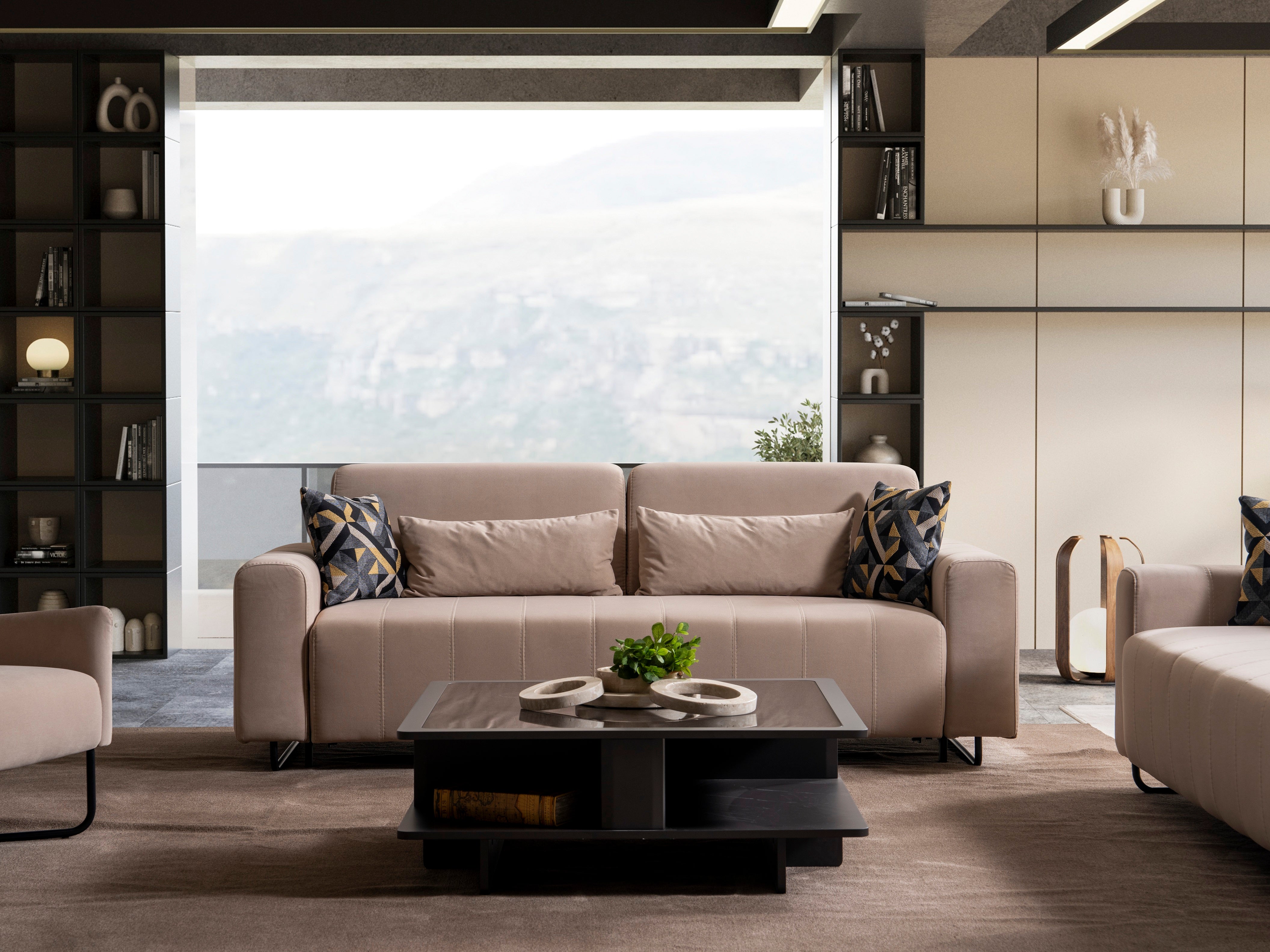 Триместен разтегателен диван «Vadi» + 4 декоративни възглавници, ширина 220см